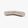 Anika Modular Sofa 6-Seater Corner Ivory Beige Fabric Solid American Oak
