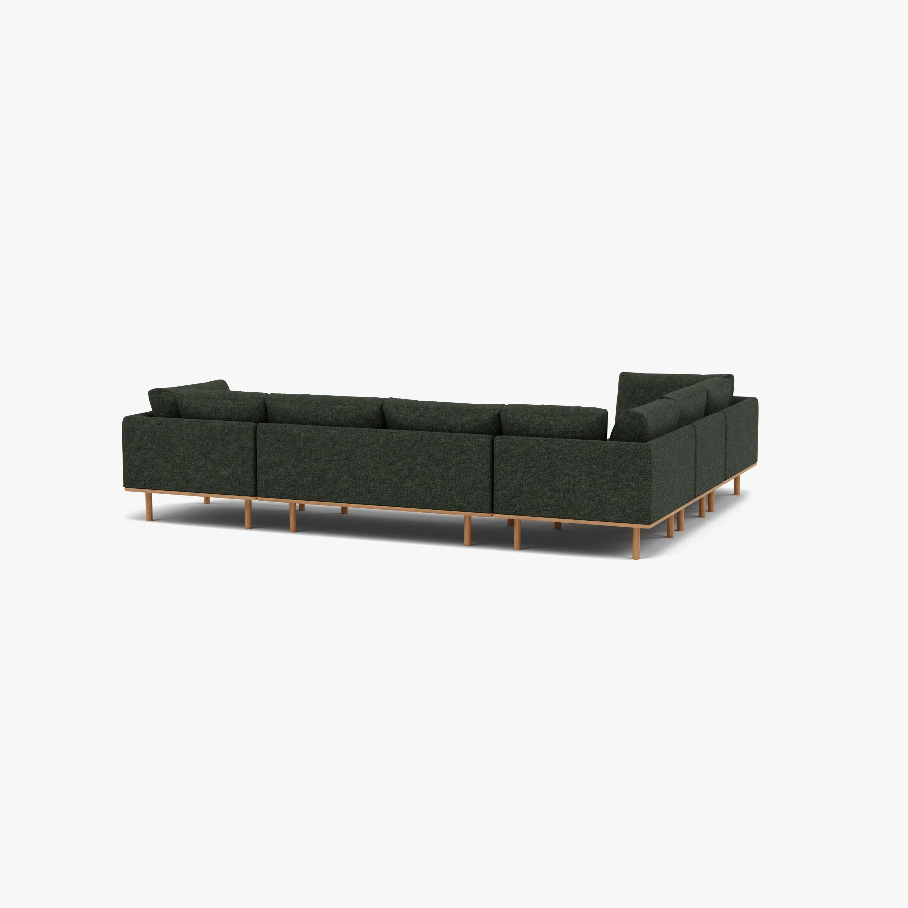 Anika Modular Sofa 6-Seater Corner Olive Green Fabric Solid American Oak