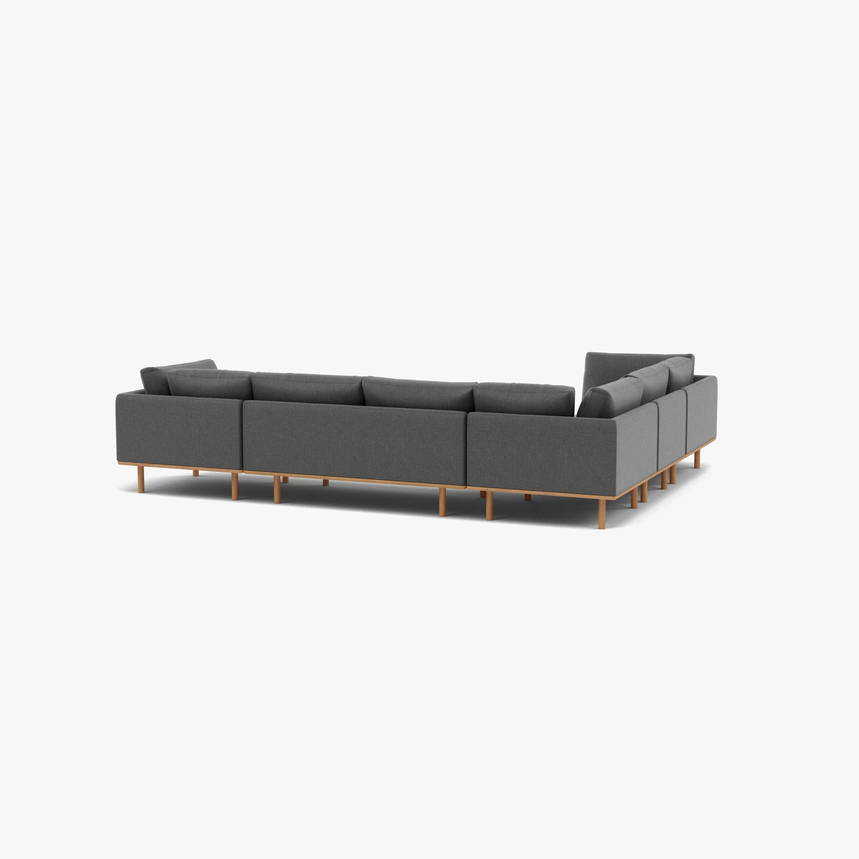 Anika Modular Sofa 6-Seater Corner Steel Grey Fabric Solid American Oak