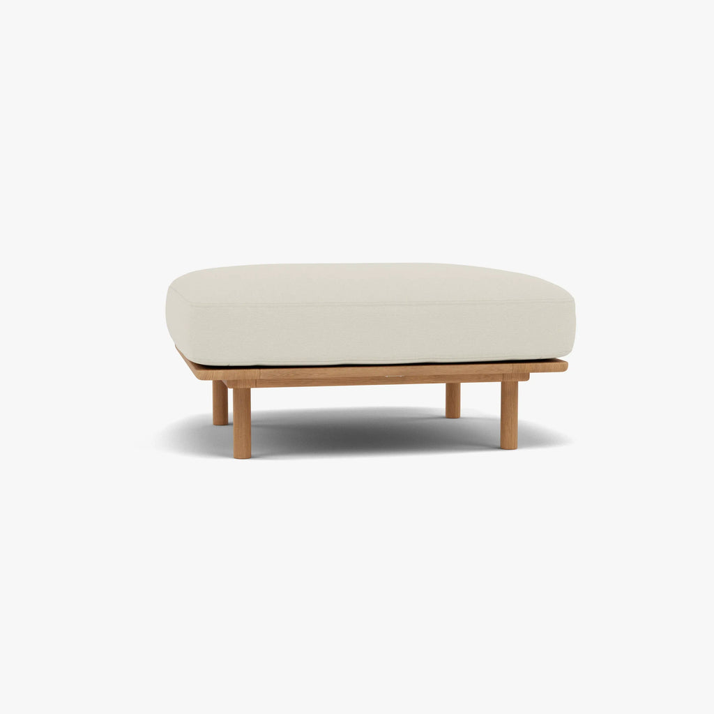 Anika Ottoman Bone White Fabric Solid American Oak