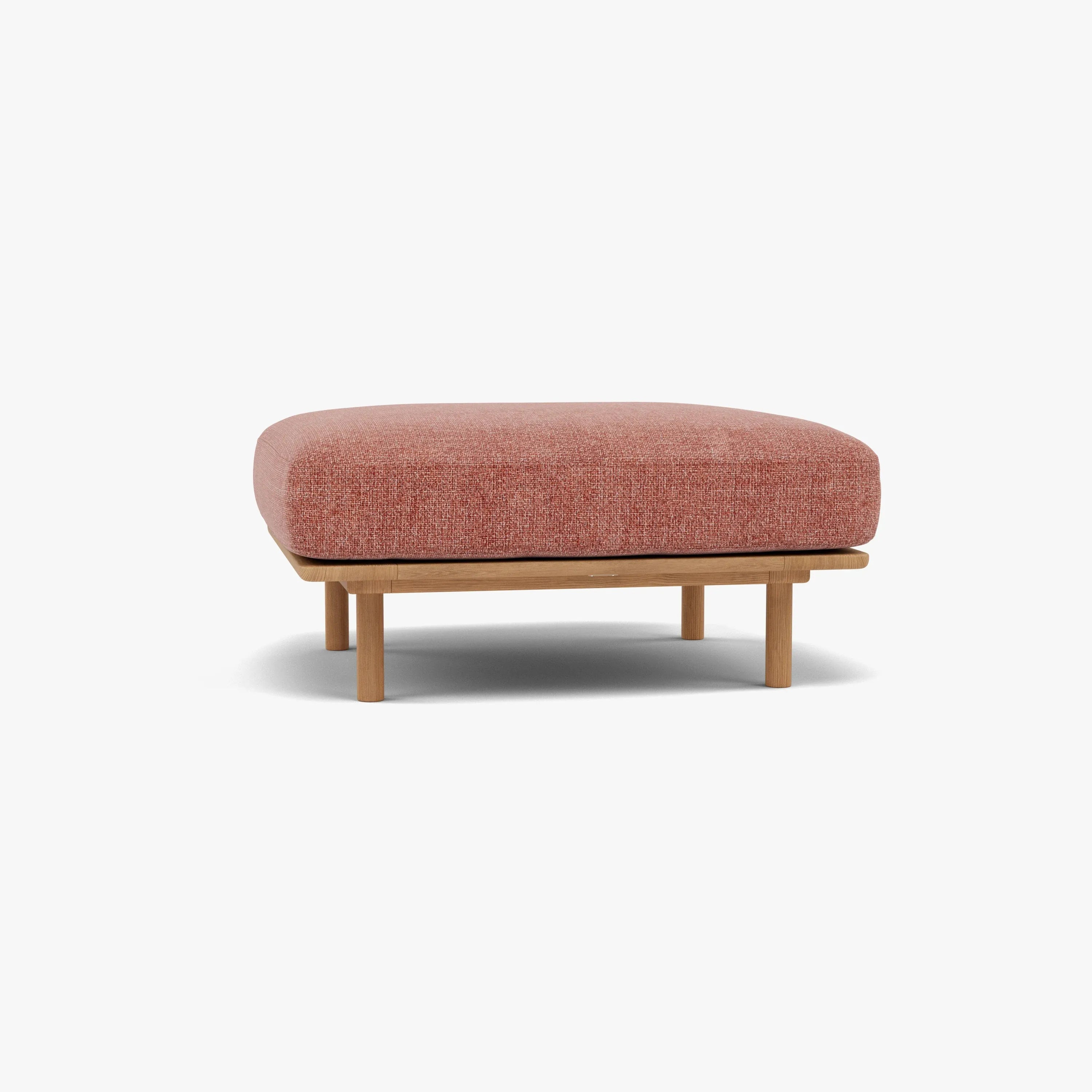 Anika Ottoman Clay Pink Fabric Solid American Oak