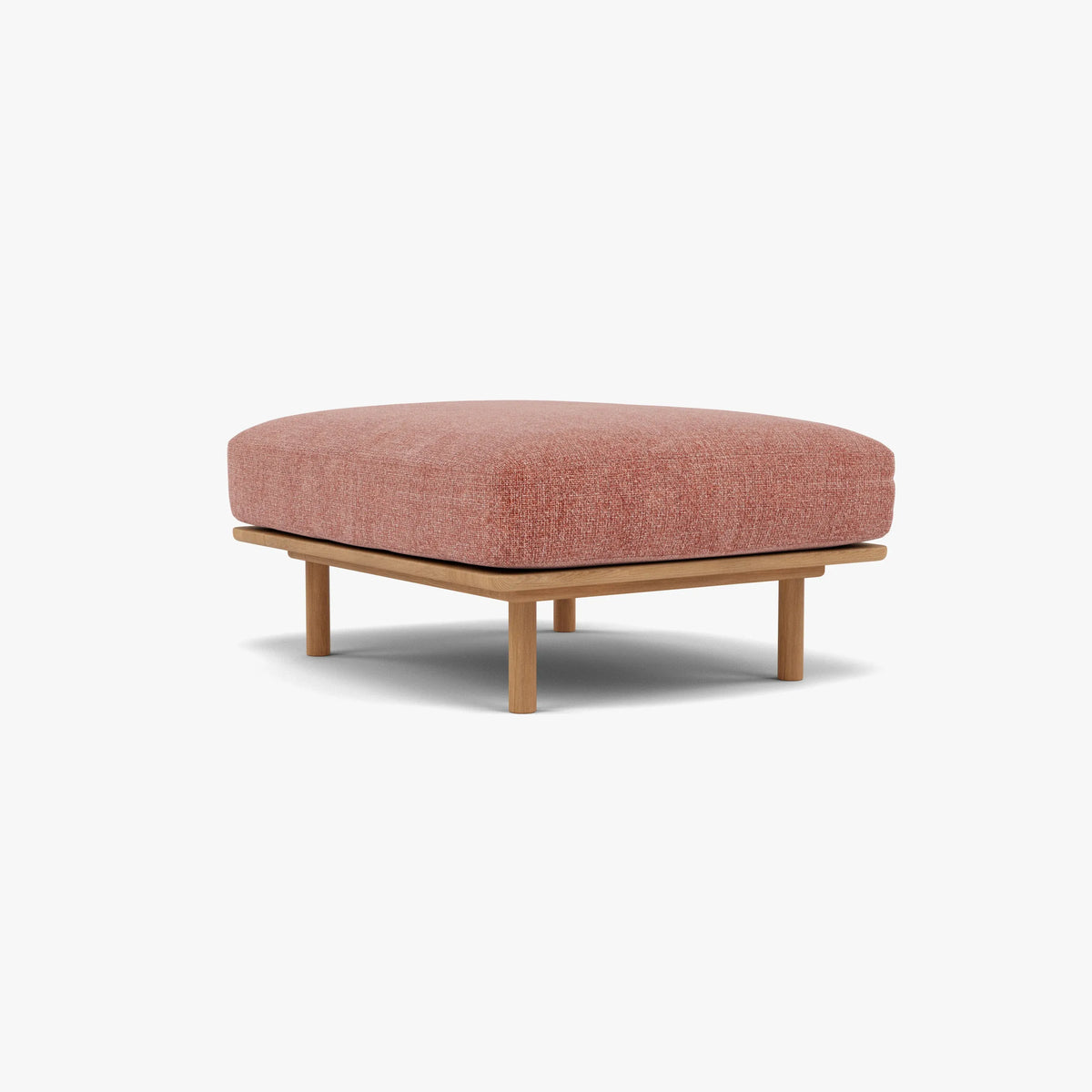 Anika Ottoman Clay Pink Fabric Solid American Oak