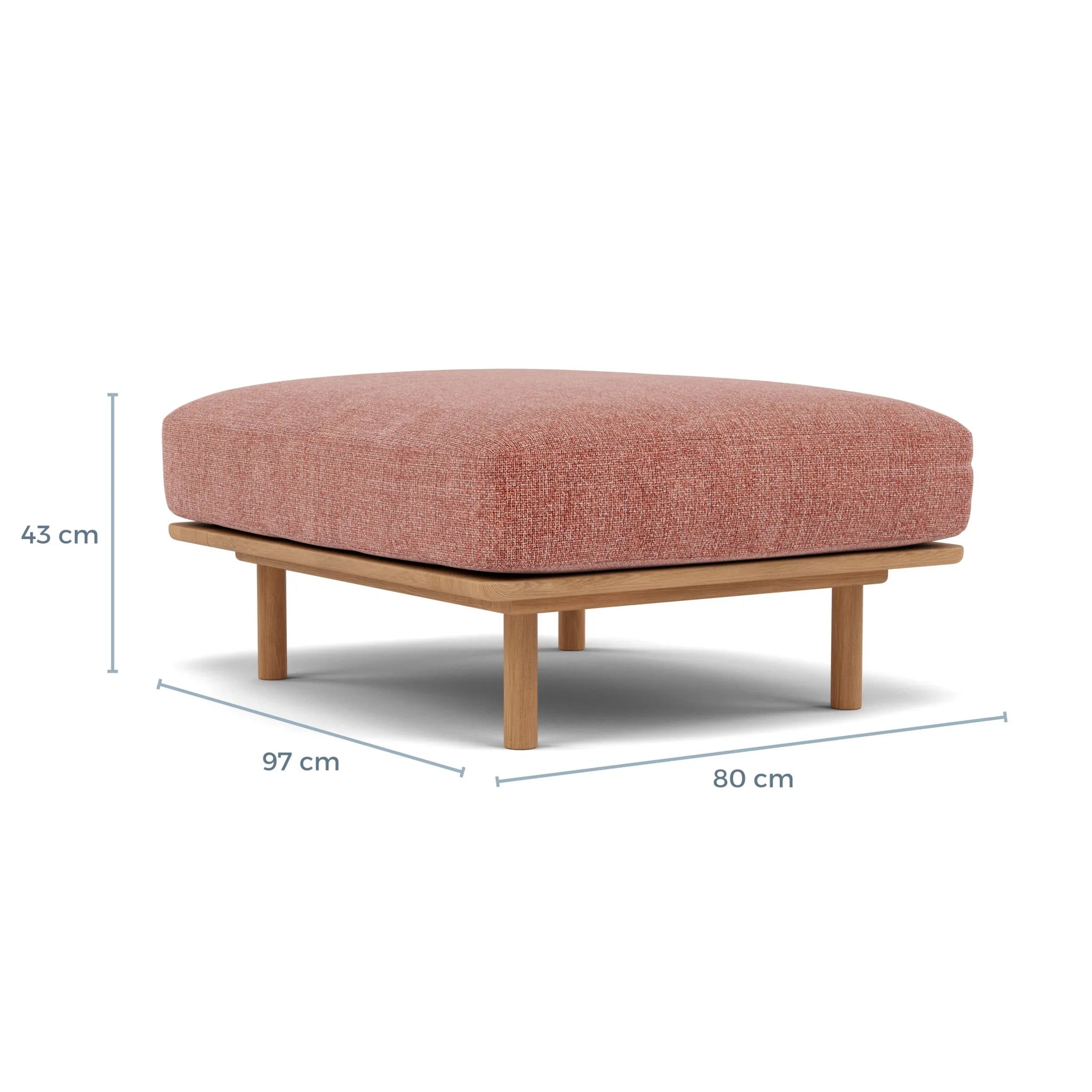 Anika Ottoman Clay Pink Fabric Solid American Oak