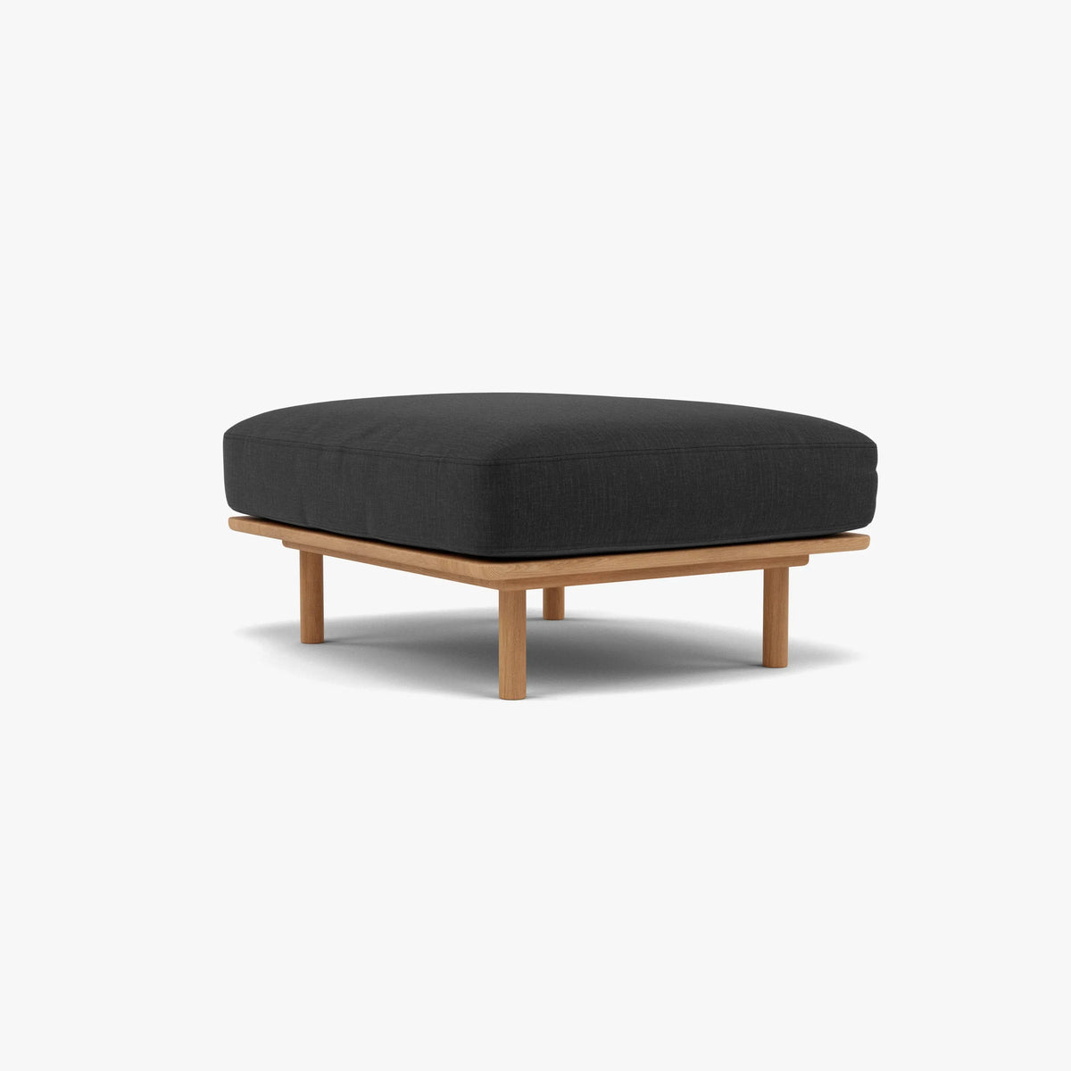 Anika Ottoman Coal Grey Fabric Solid American Oak