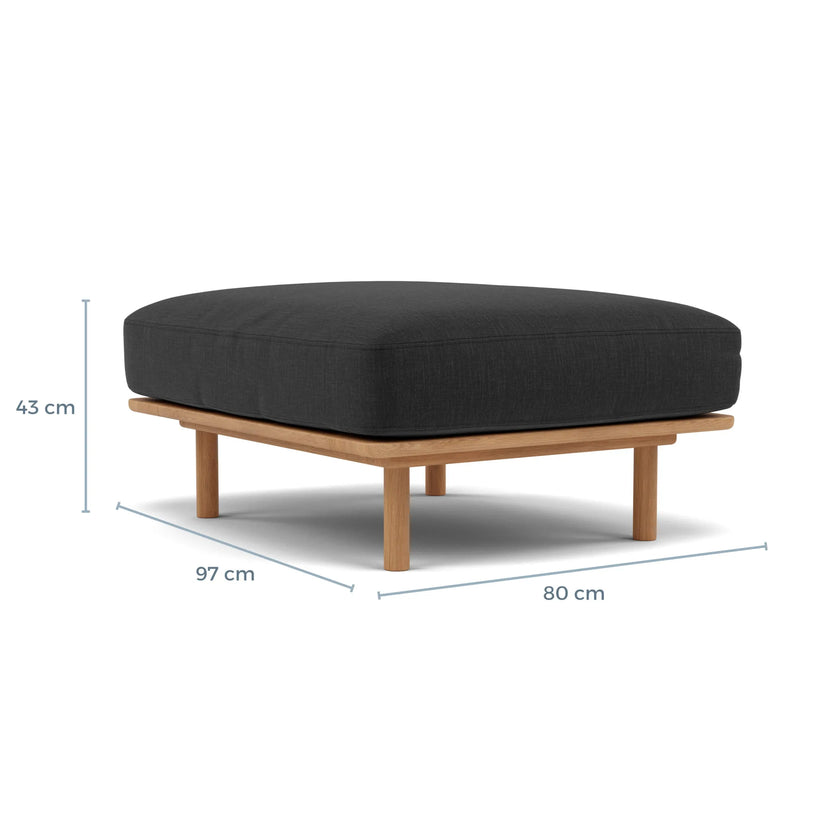 Anika Ottoman Coal Grey Fabric Solid American Oak