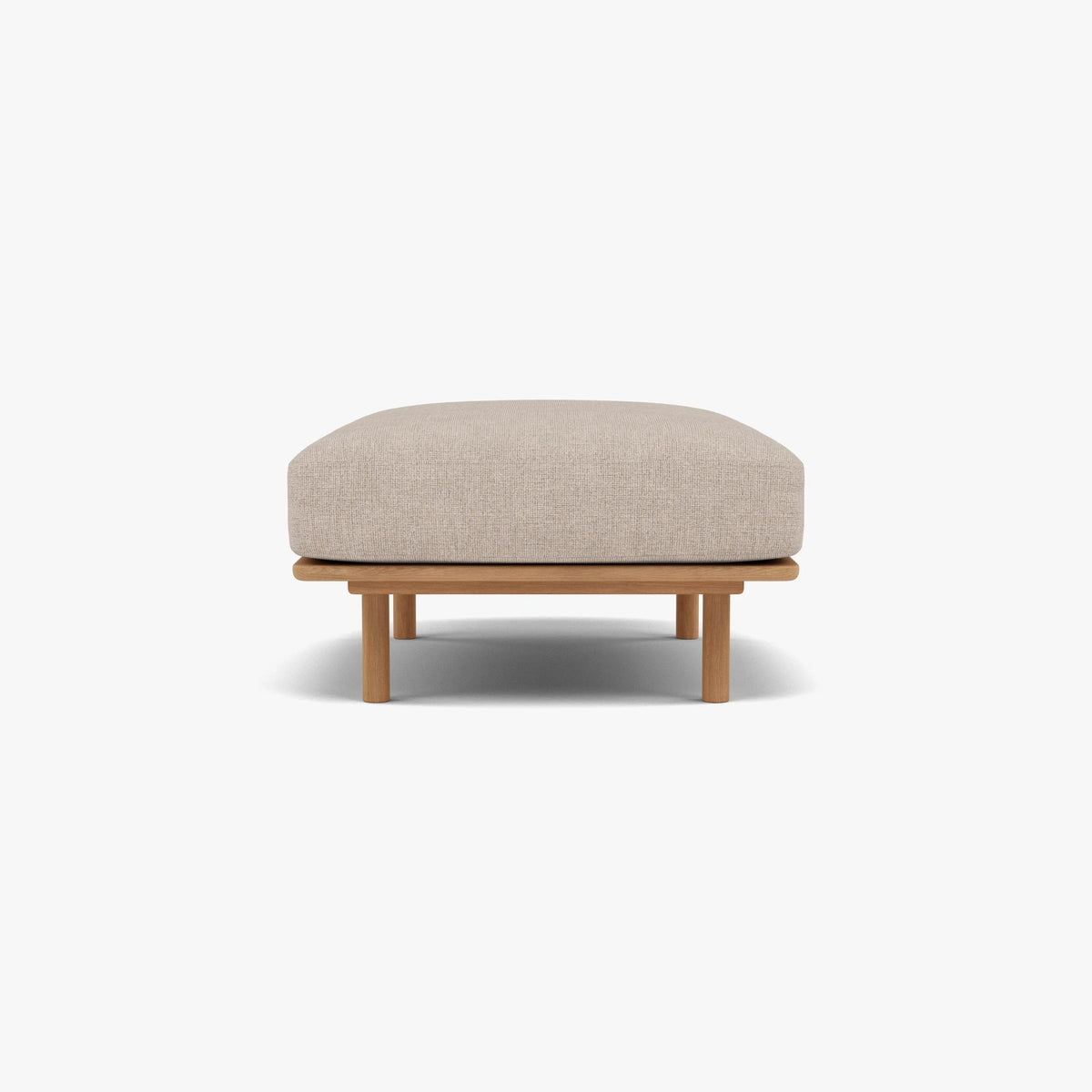 Anika Ottoman Ivory Beige Fabric Solid American Oak