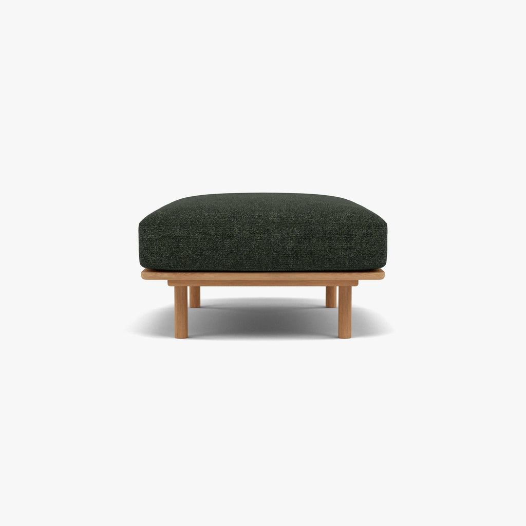 Anika Ottoman Olive Green Fabric Solid American Oak
