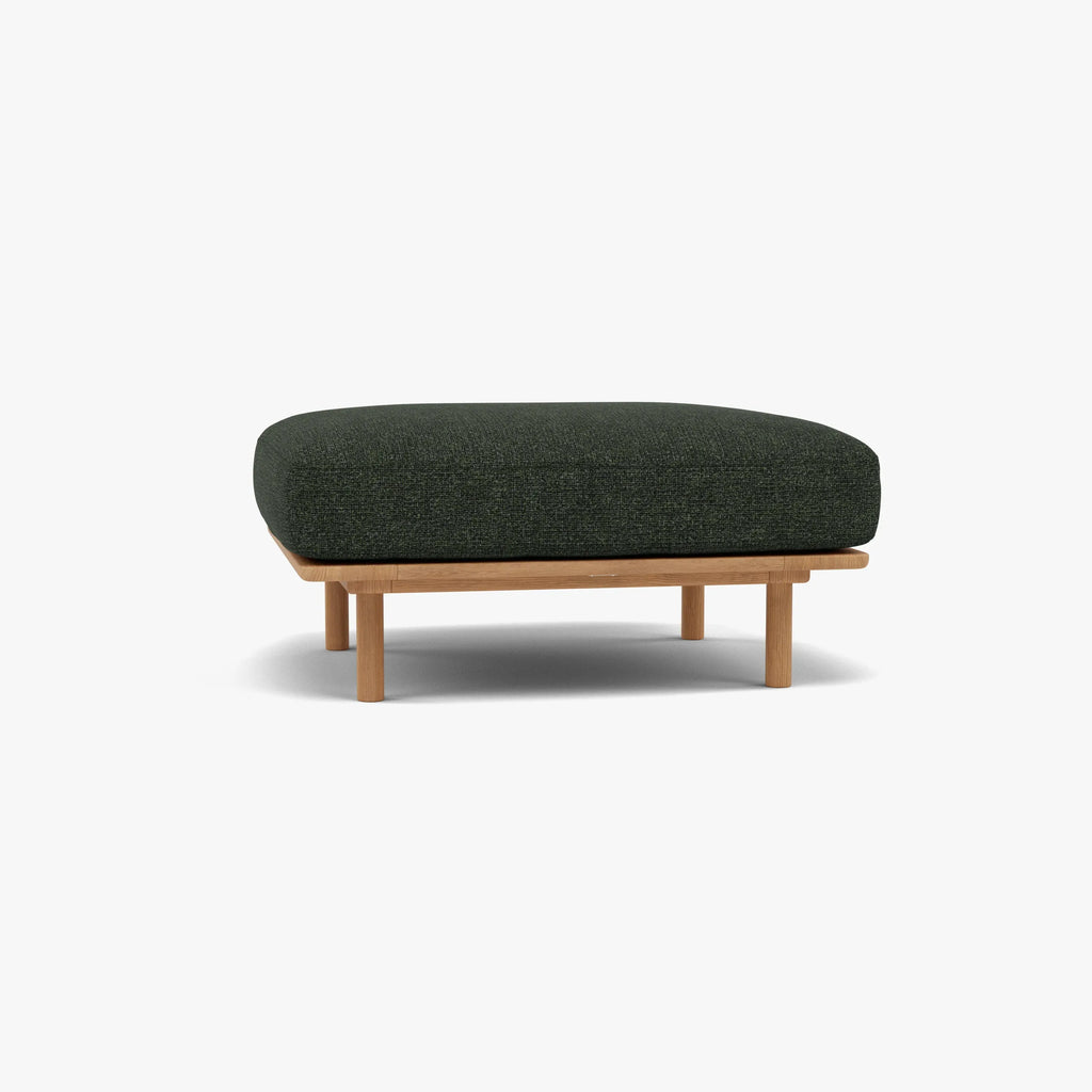 Anika Ottoman Olive Green Fabric Solid American Oak