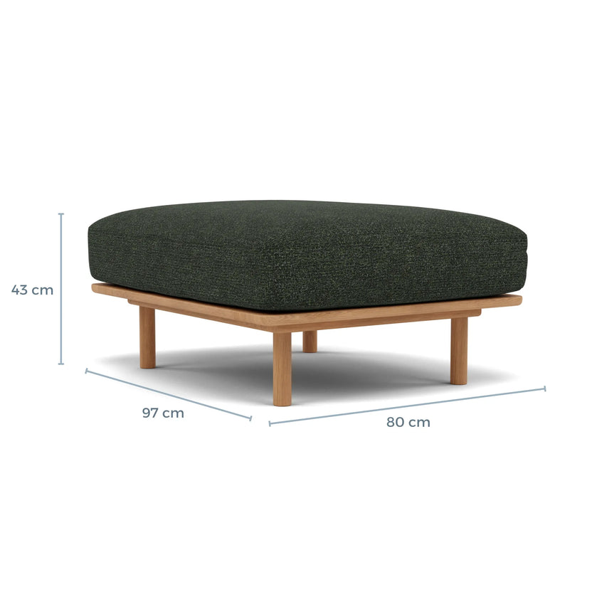Anika Ottoman Olive Green Fabric Solid American Oak