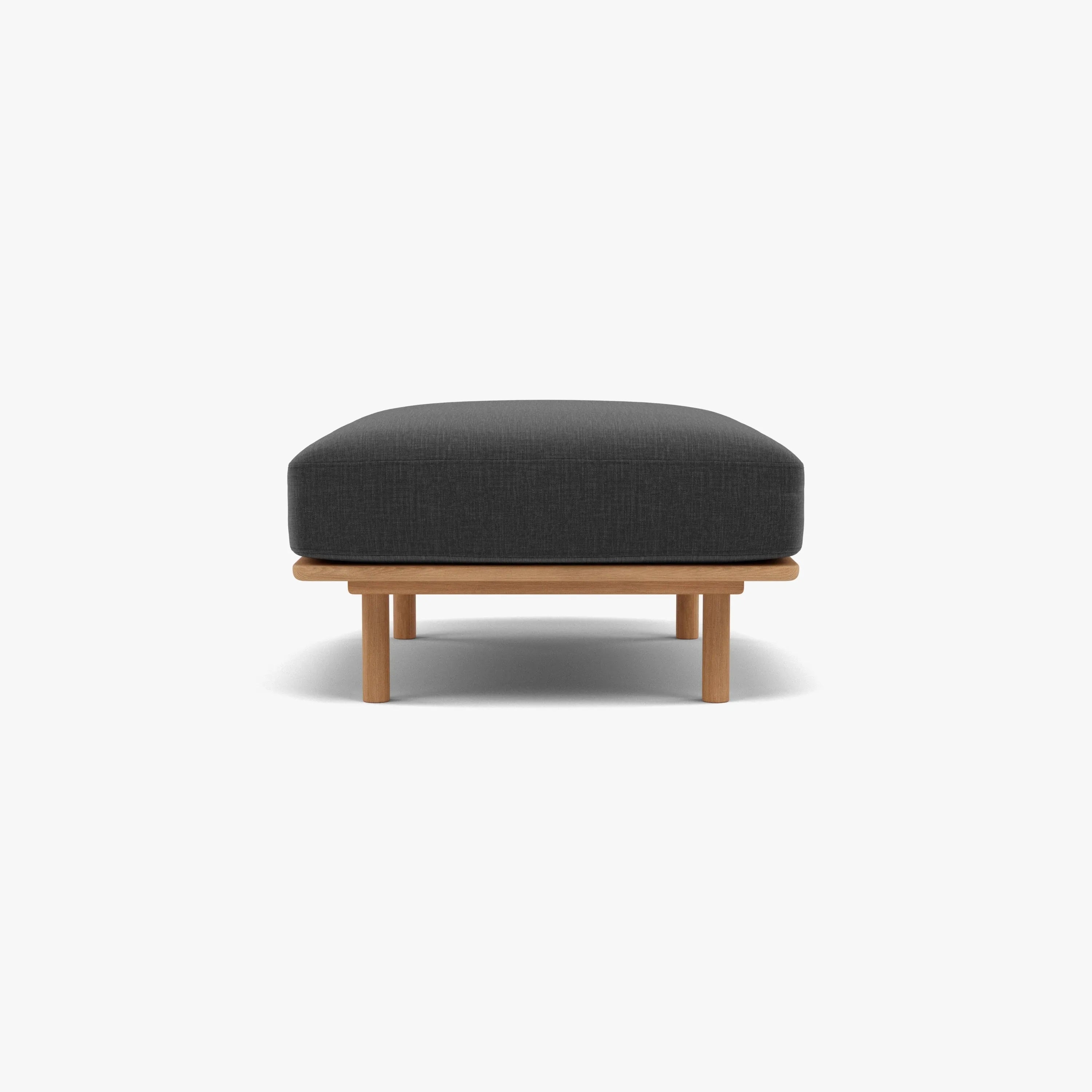 Anika Ottoman Steel Grey Fabric Solid American Oak