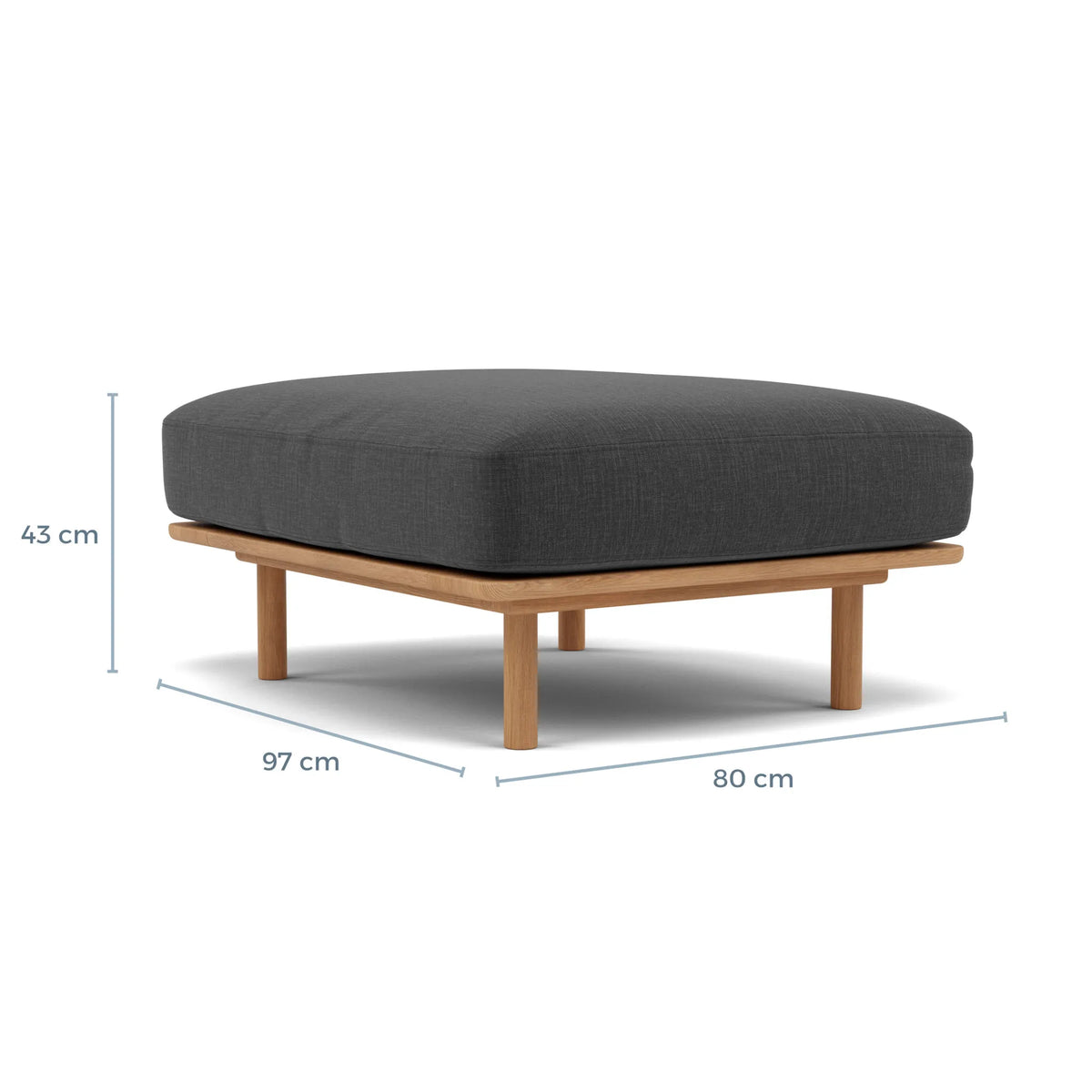 Anika Ottoman Steel Grey Fabric Solid American Oak