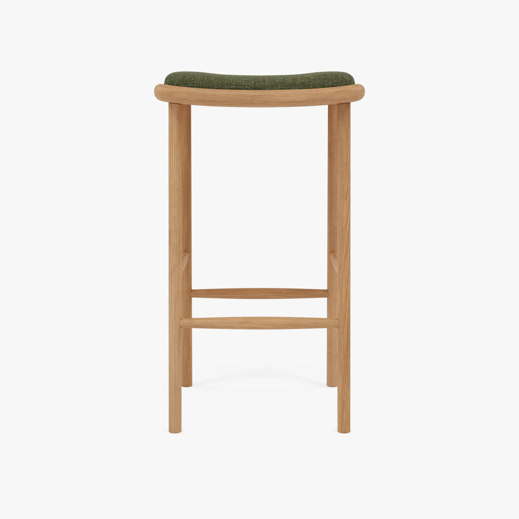 Anton Bar Stool Aloe Green Fabric Solid American Oak