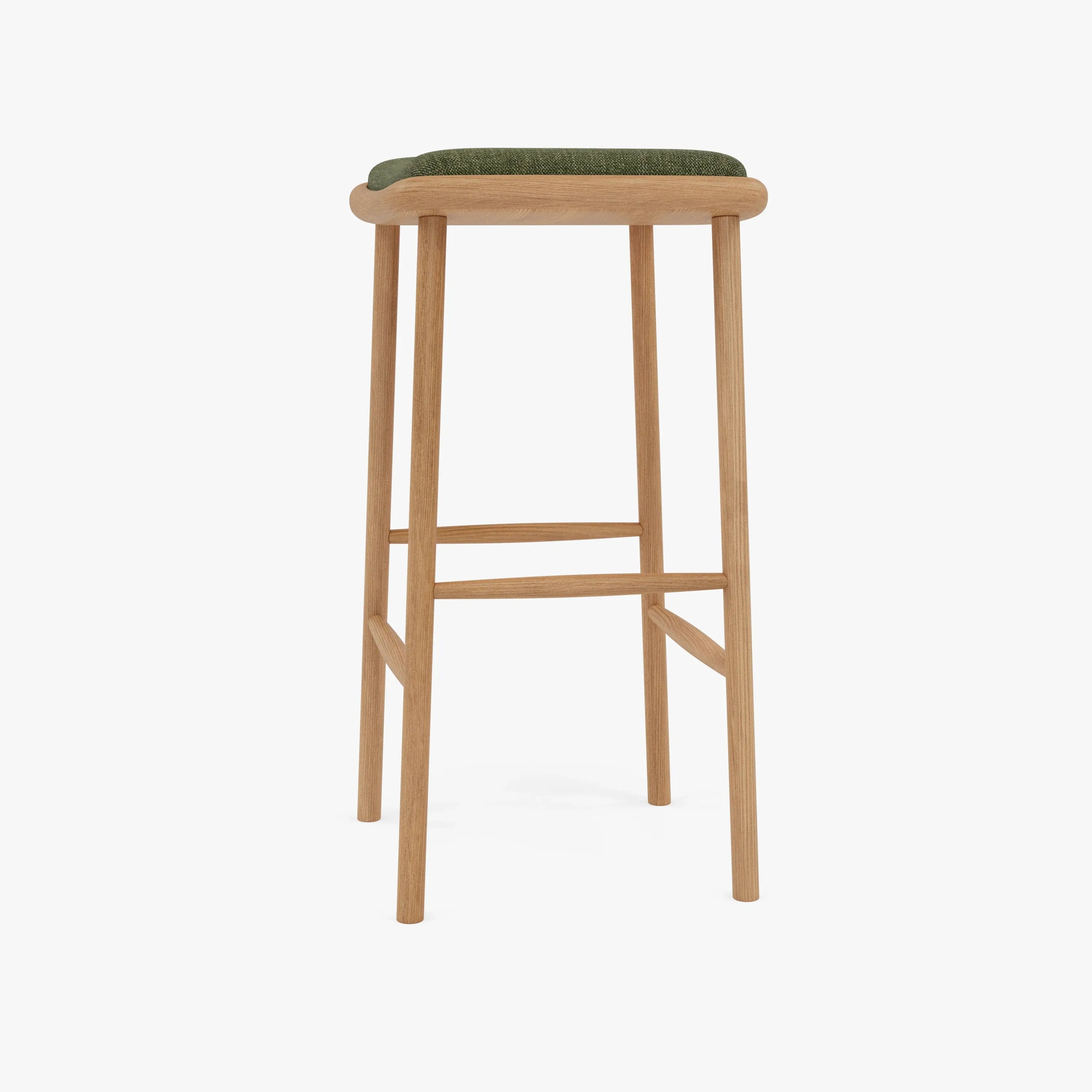 Anton Bar Stool Aloe Green Fabric Solid American Oak