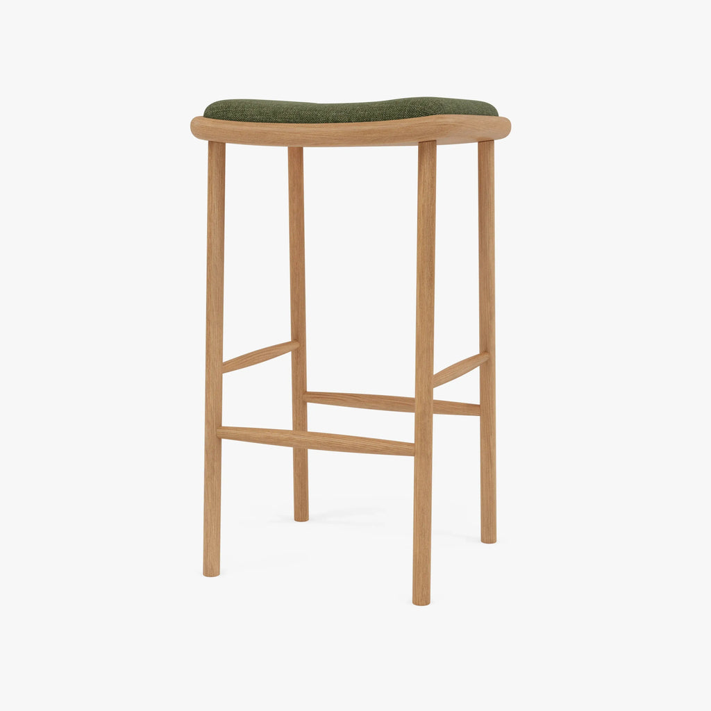 Anton Bar Stool Aloe Green Fabric Solid American Oak
