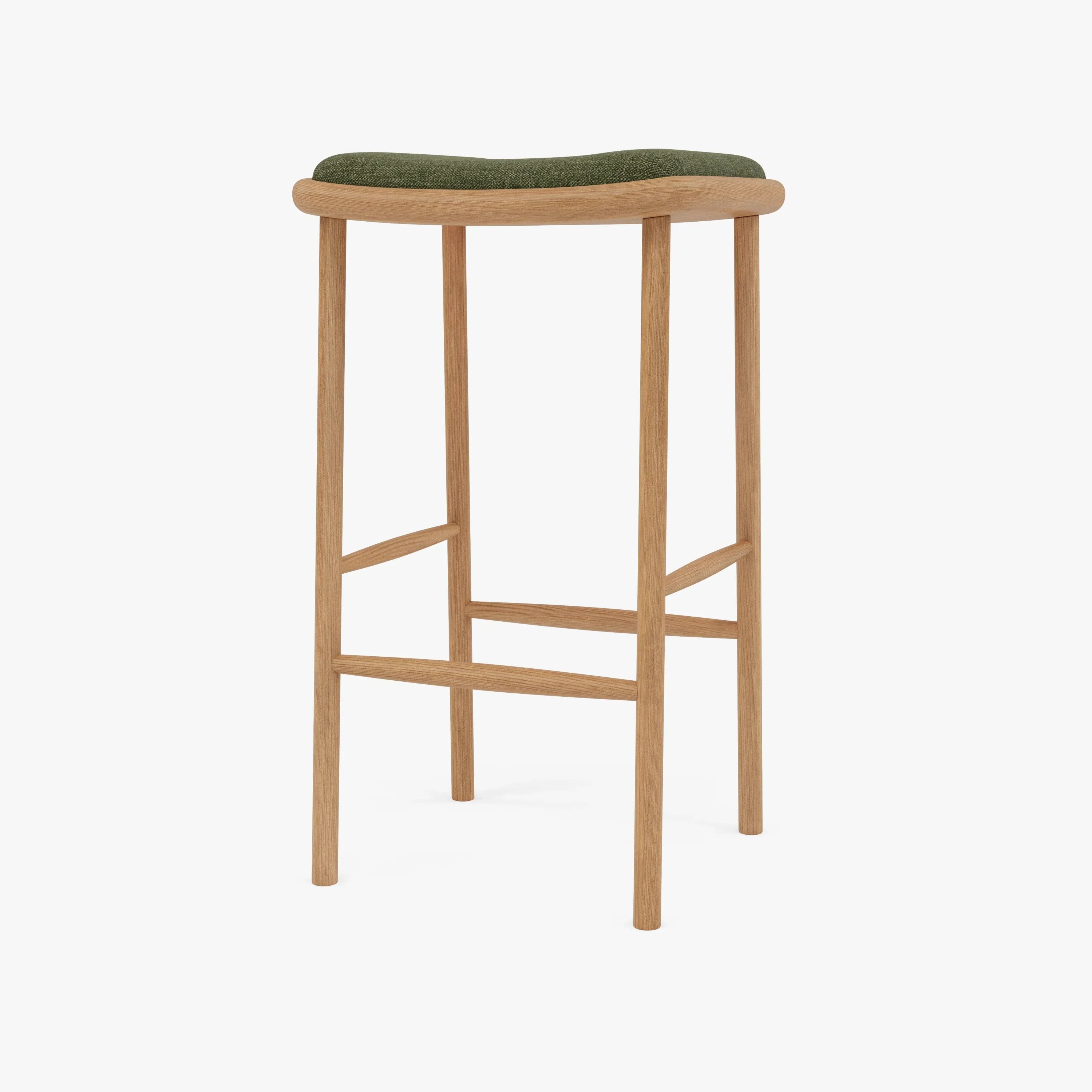 Anton Bar Stool Aloe Green Fabric Solid American Oak