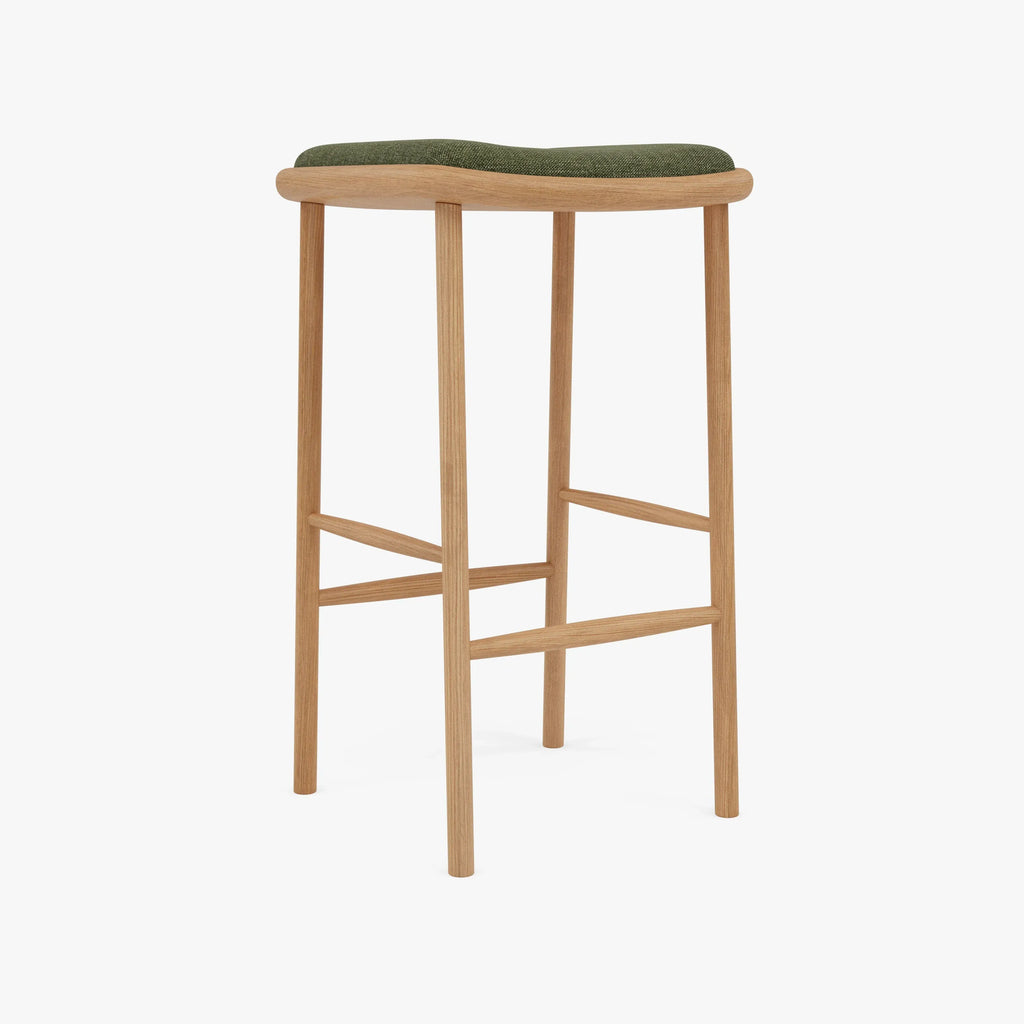 Anton Bar Stool Aloe Green Fabric Solid American Oak