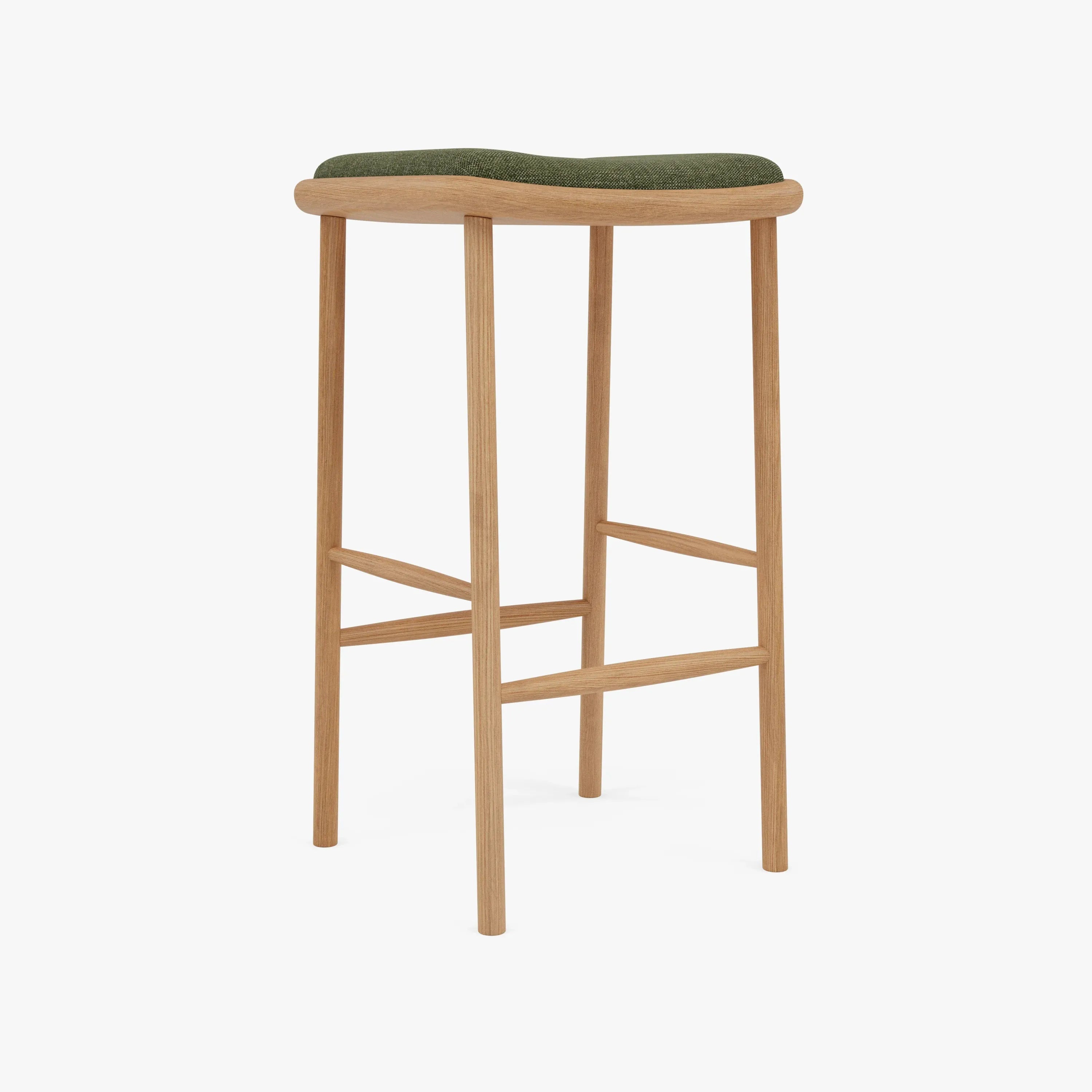 Anton Bar Stool Aloe Green Fabric Solid American Oak