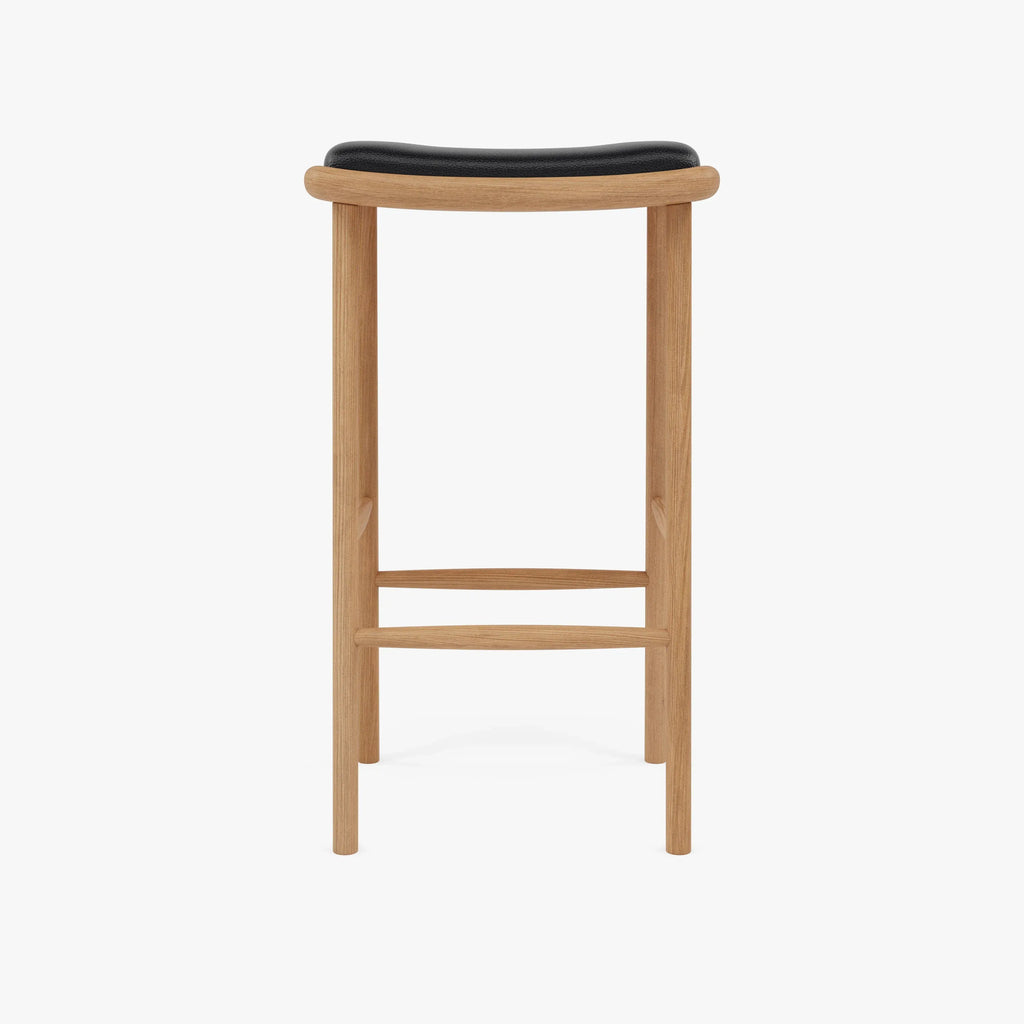 Anton Bar Stool Black Leather Solid American Oak