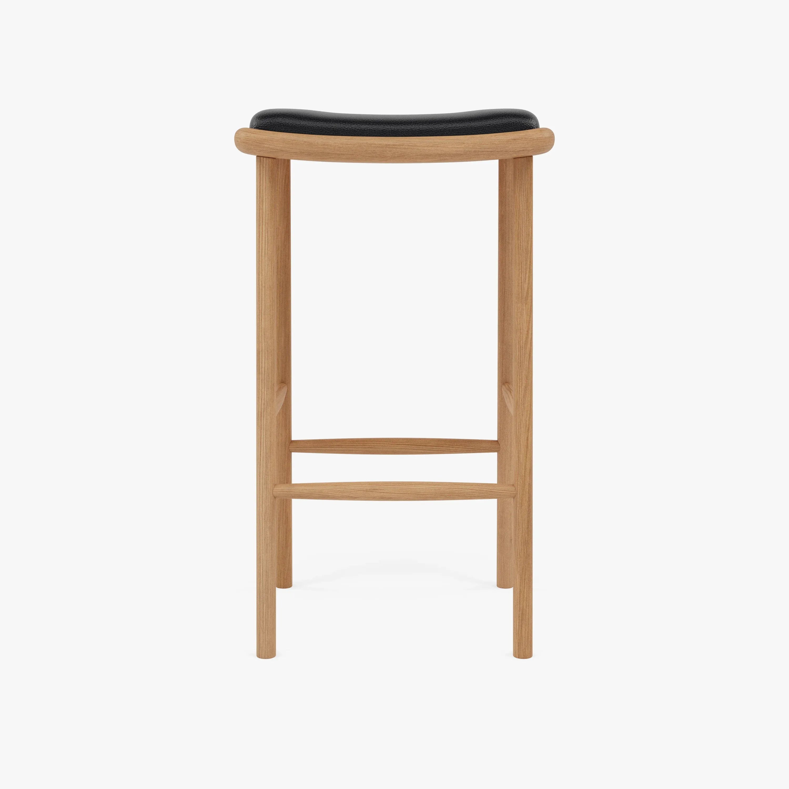 Anton Bar Stool Black Leather Solid American Oak