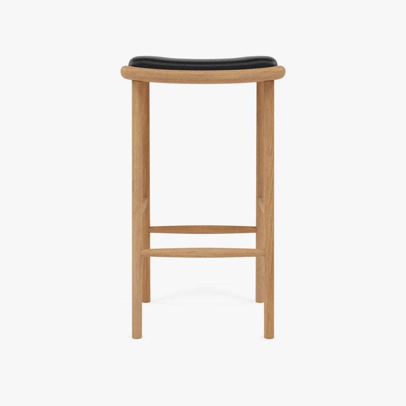Anton Bar Stool Black Leather Solid American Oak