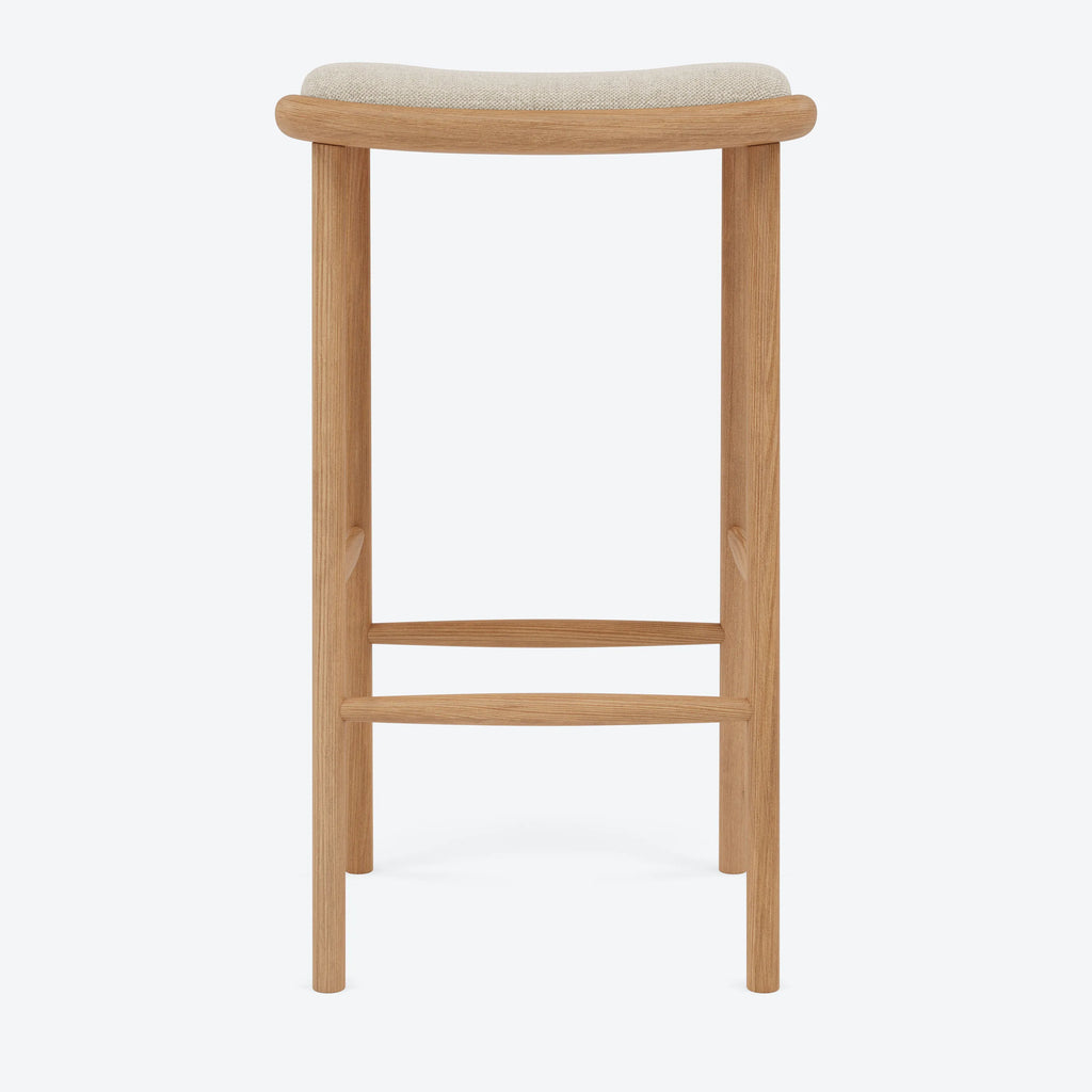 Anton Bar Stool Oatmeal Beige Fabric Solid American Oak