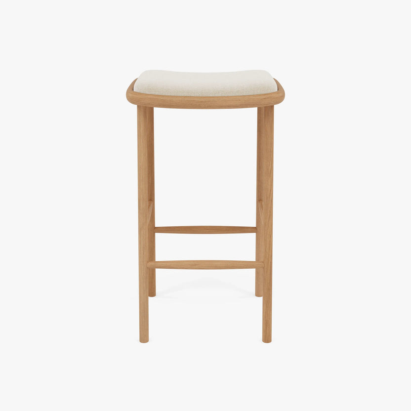 Anton Bar Stool Oatmeal Beige Fabric Solid American Oak