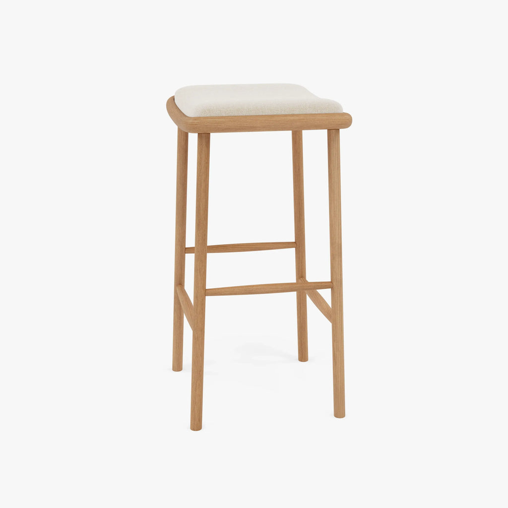 Anton Bar Stool Oatmeal Beige Fabric Solid American Oak