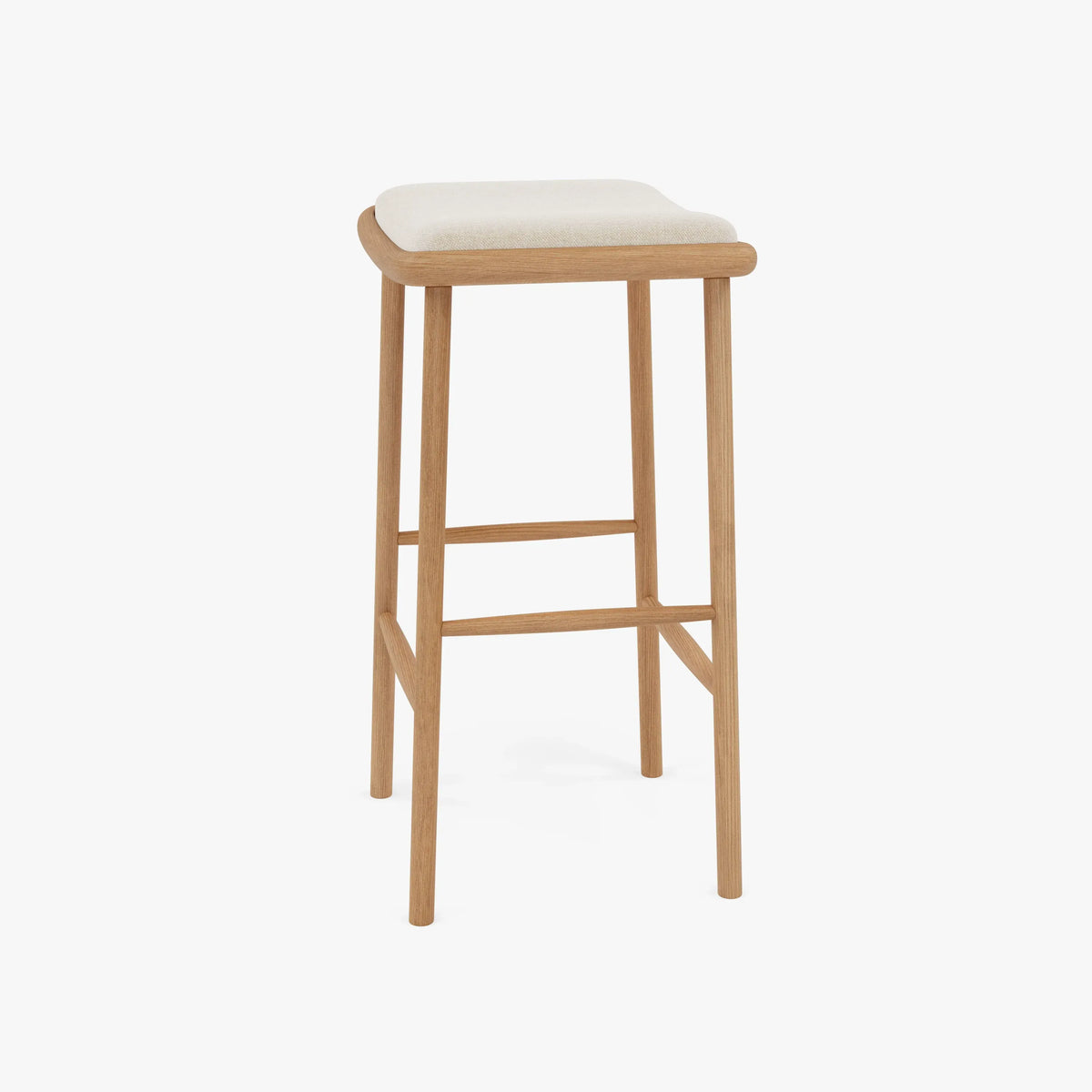 Anton Bar Stool Oatmeal Beige Fabric Solid American Oak