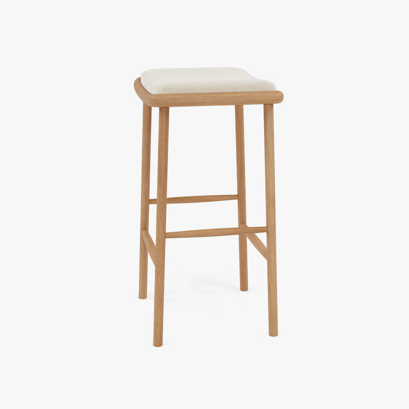 Anton Bar Stool Oatmeal Beige Fabric Solid American Oak