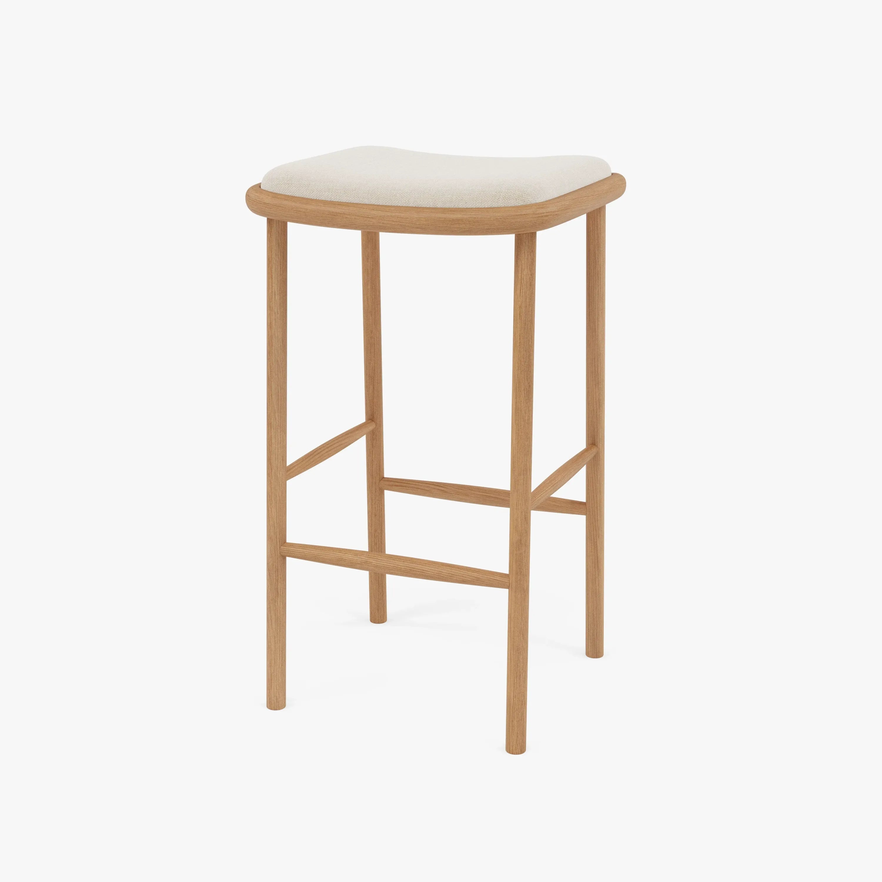 Anton Bar Stool Oatmeal Beige Fabric Solid American Oak