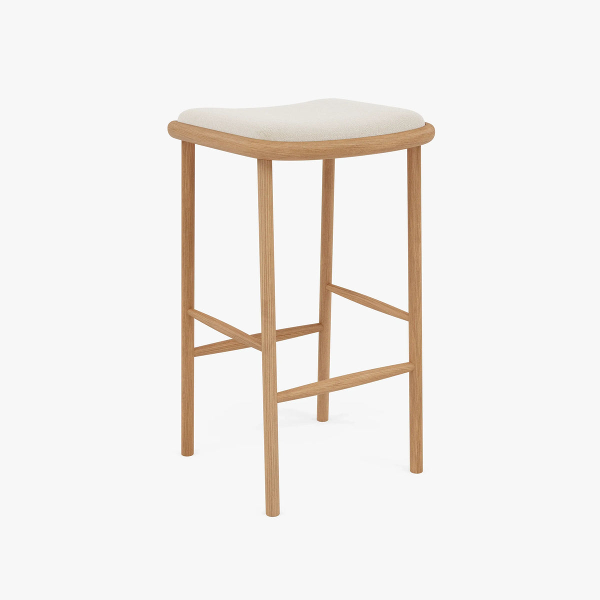 Anton Bar Stool Oatmeal Beige Fabric Solid American Oak