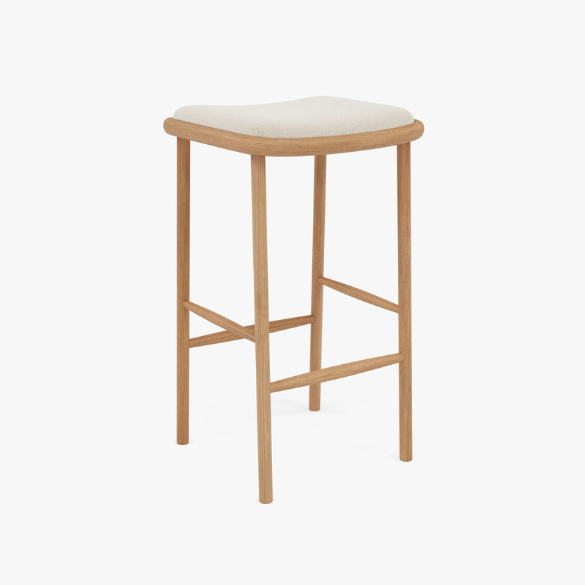 Anton Bar Stool Oatmeal Beige Fabric Solid American Oak