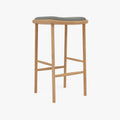 Anton Bar Stool Pewter Grey Fabric Solid American Oak