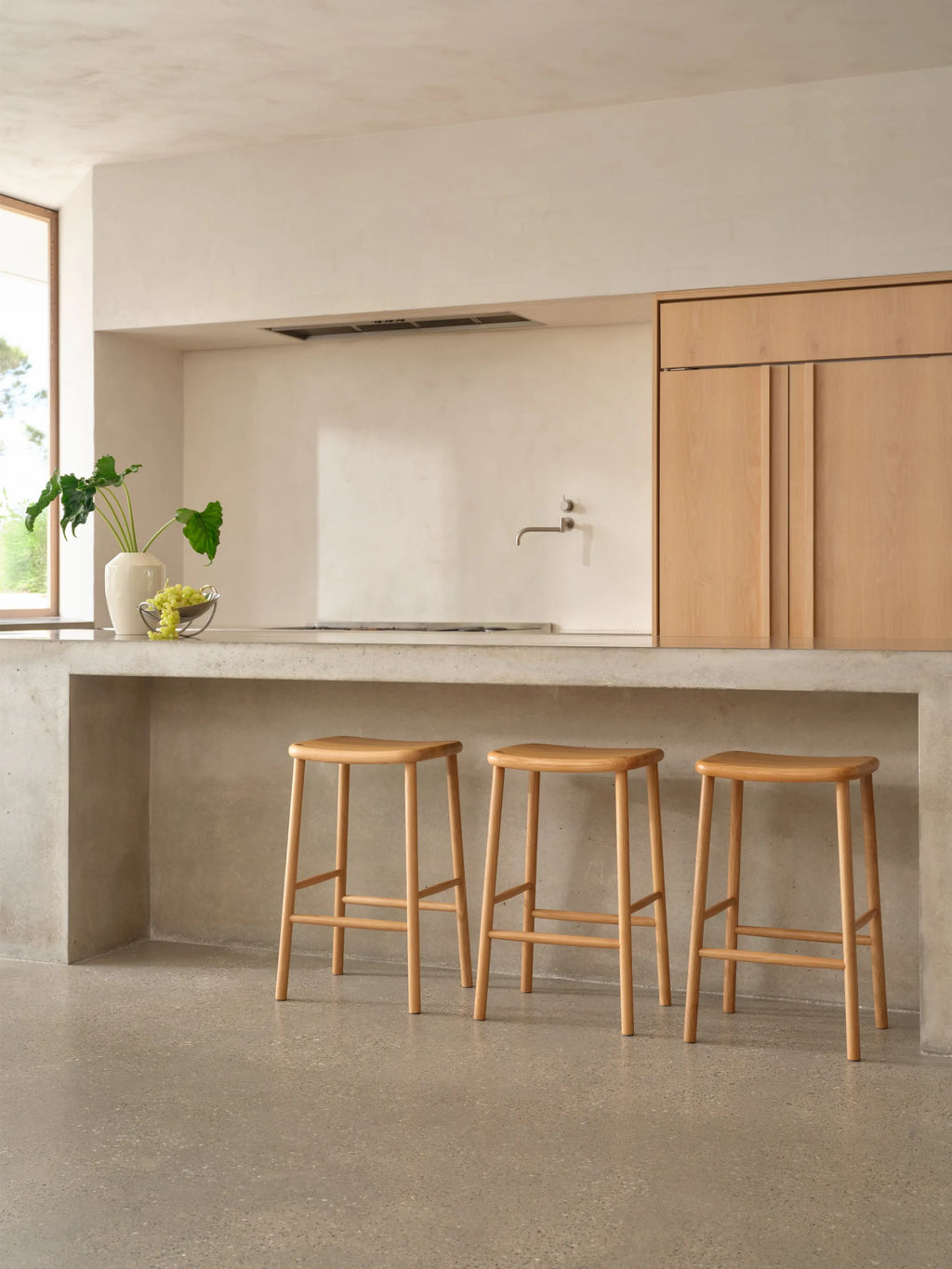 Anton Bar Stool Solid Seat Solid American Oak