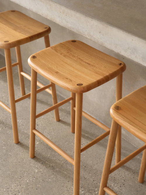 Anton Bar Stool Solid Seat Solid American Oak