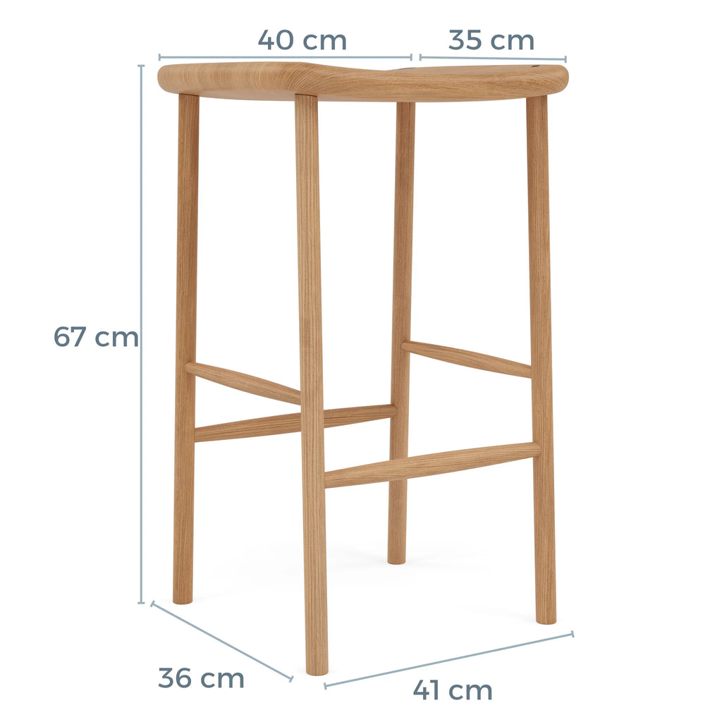 Anton Bar Stool Solid Seat Solid American Oak