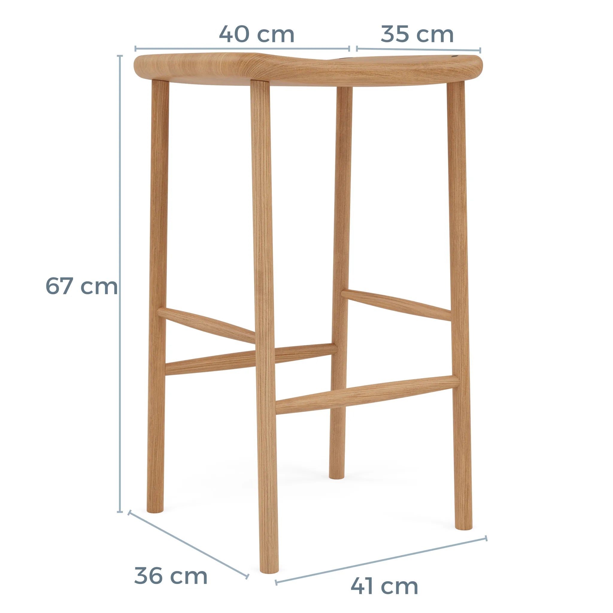 Anton Bar Stool Solid Seat Solid American Oak