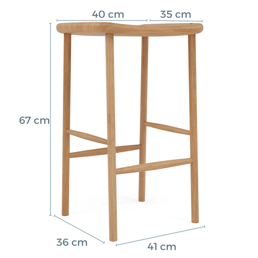 Anton Bar Stool Solid Seat Solid American Oak