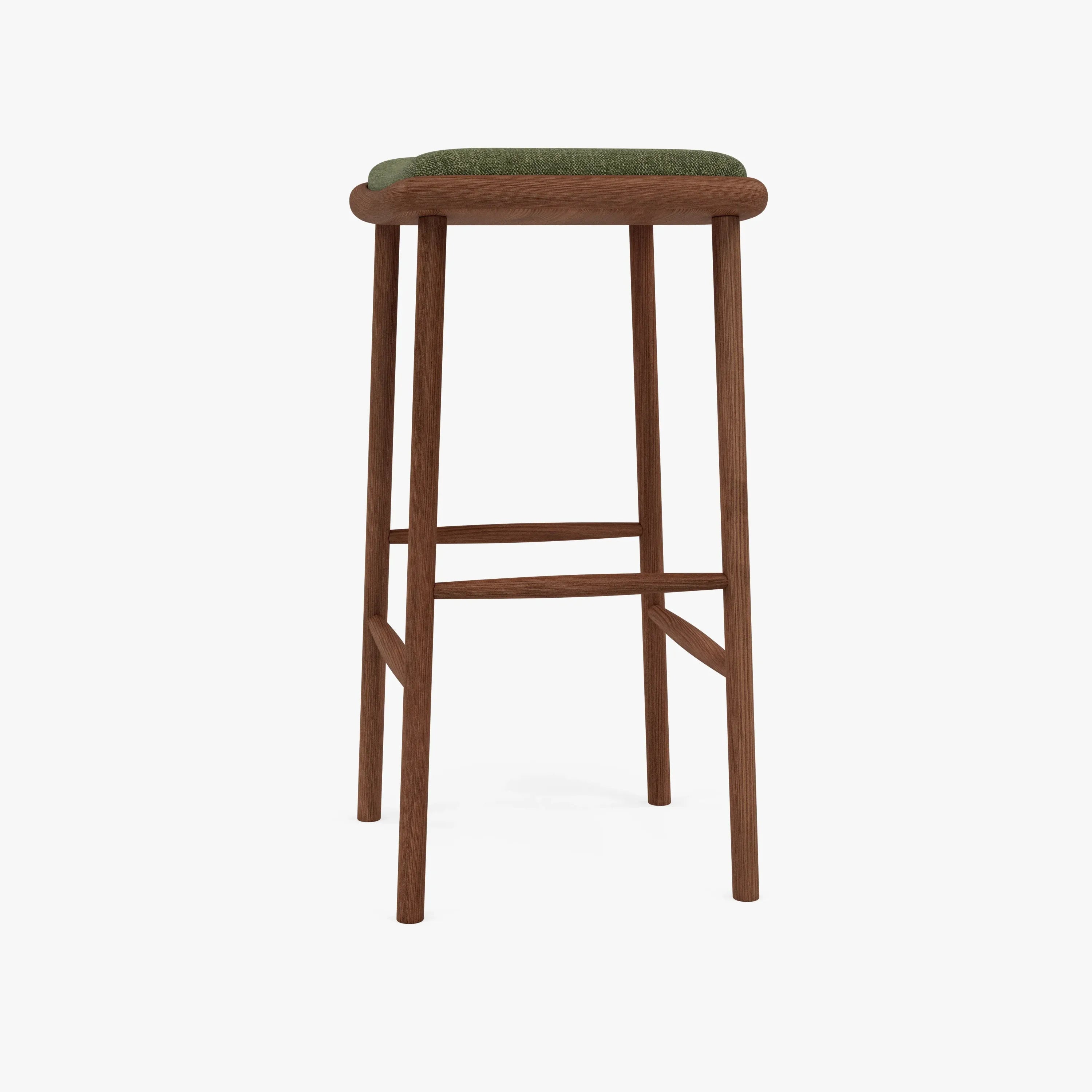 Anton Bar Stool Aloe Green Fabric Solid American Walnut
