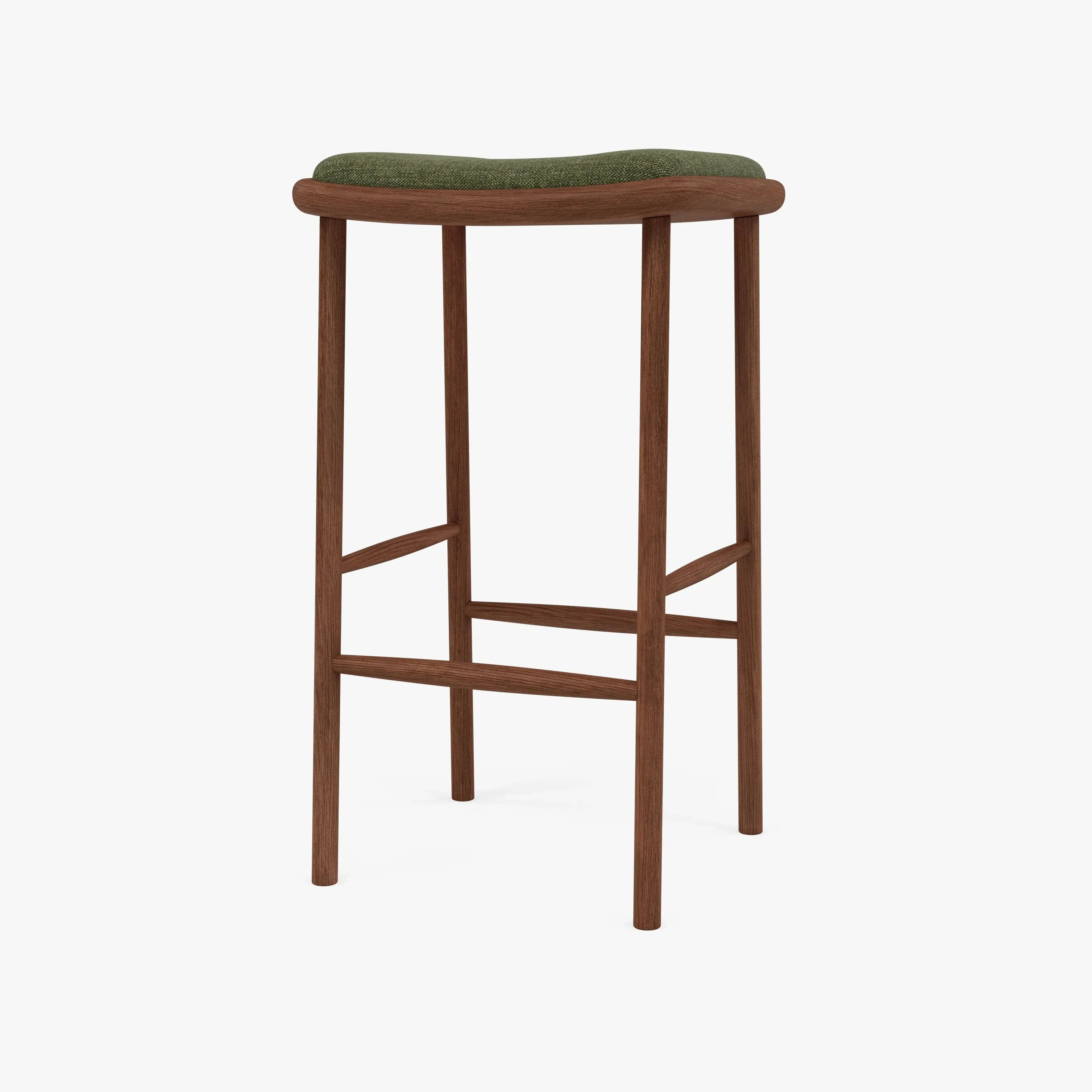 Anton Bar Stool Aloe Green Fabric Solid American Walnut