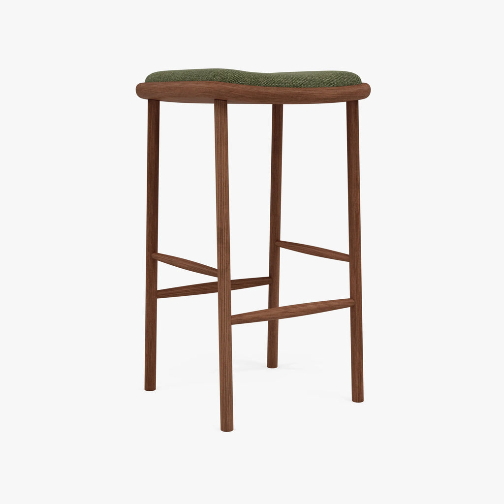Anton Bar Stool Aloe Green Fabric Solid American Walnut