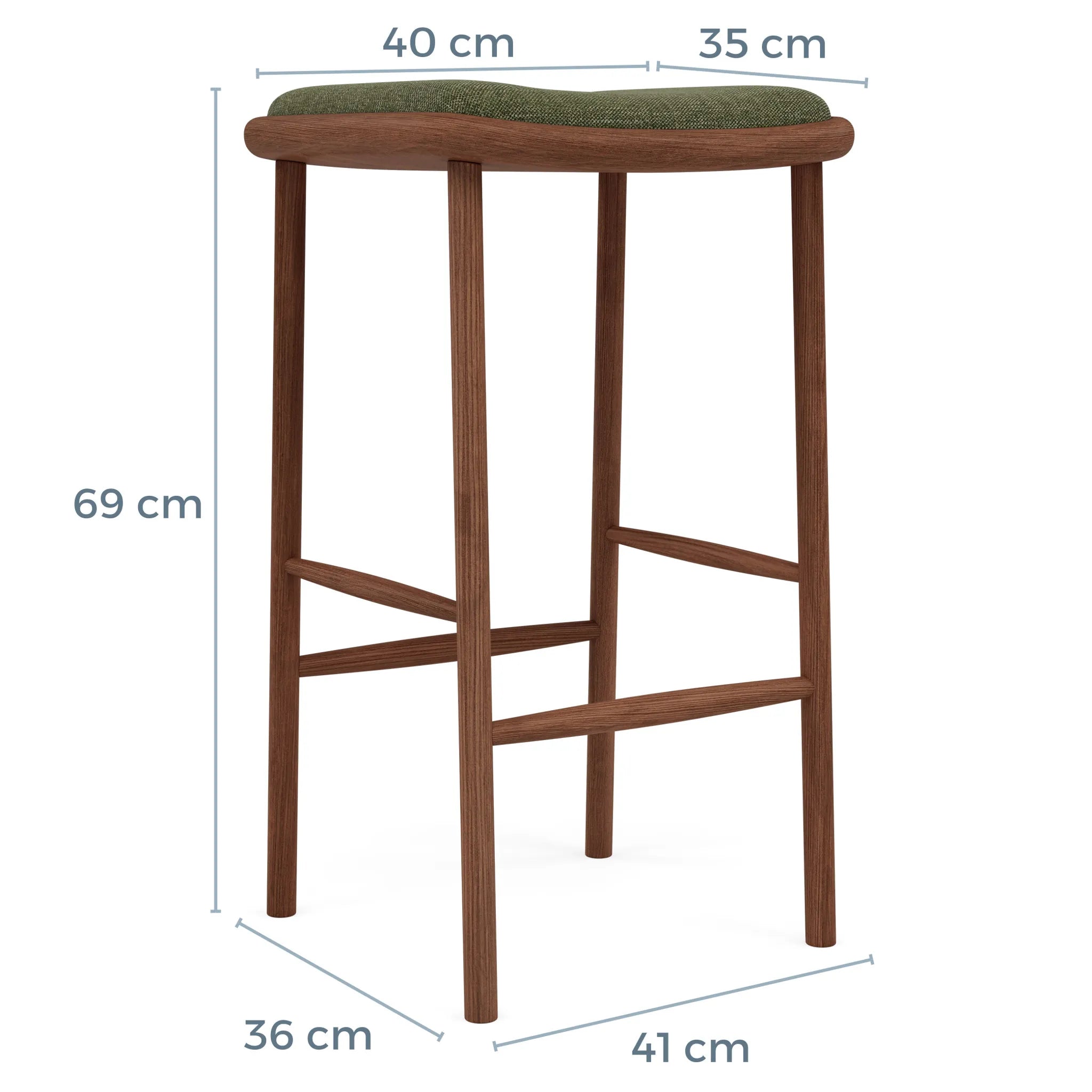 Anton Bar Stool Aloe Green Fabric Solid American Walnut