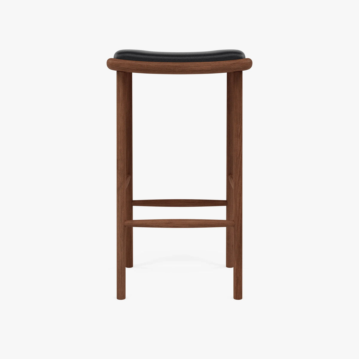 Anton Bar Stool Black Leather Solid American Walnut