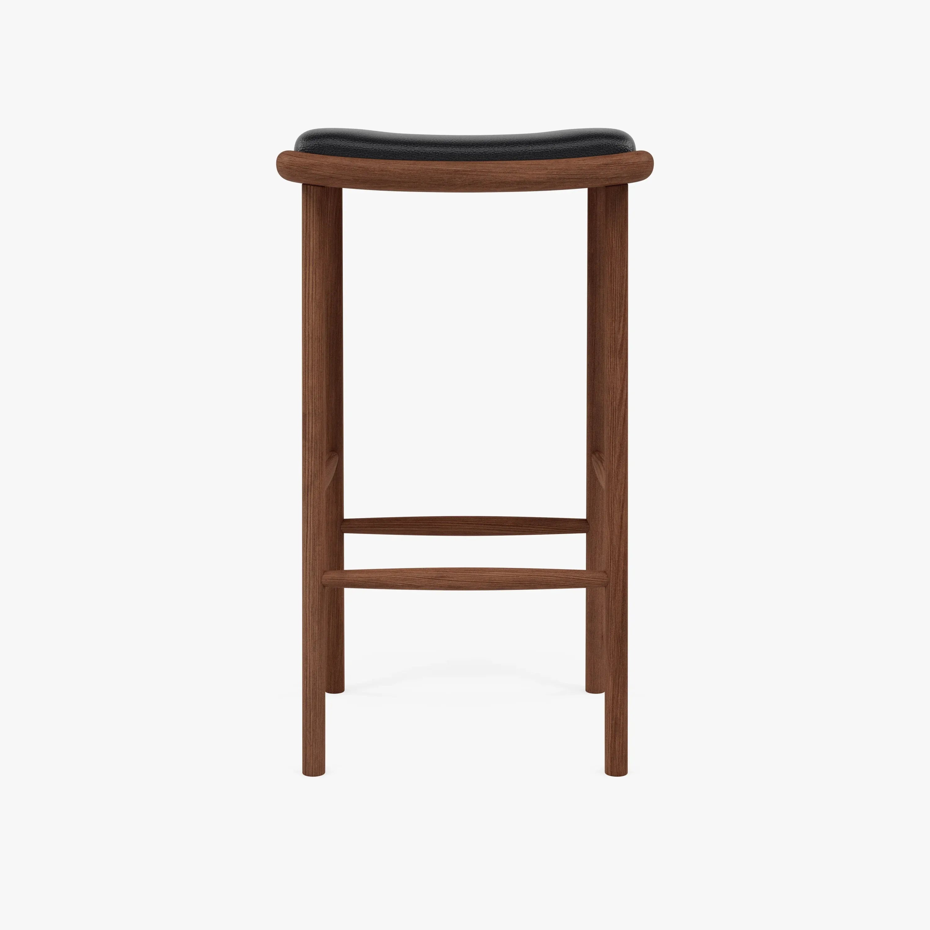 Anton Bar Stool Black Leather Solid American Walnut
