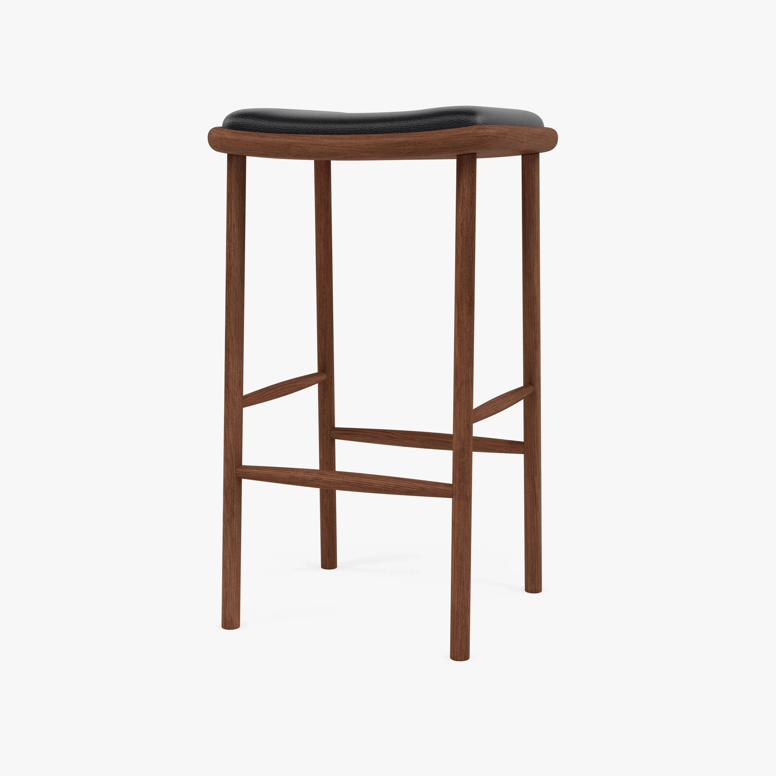 Anton Bar Stool Black Leather Solid American Walnut