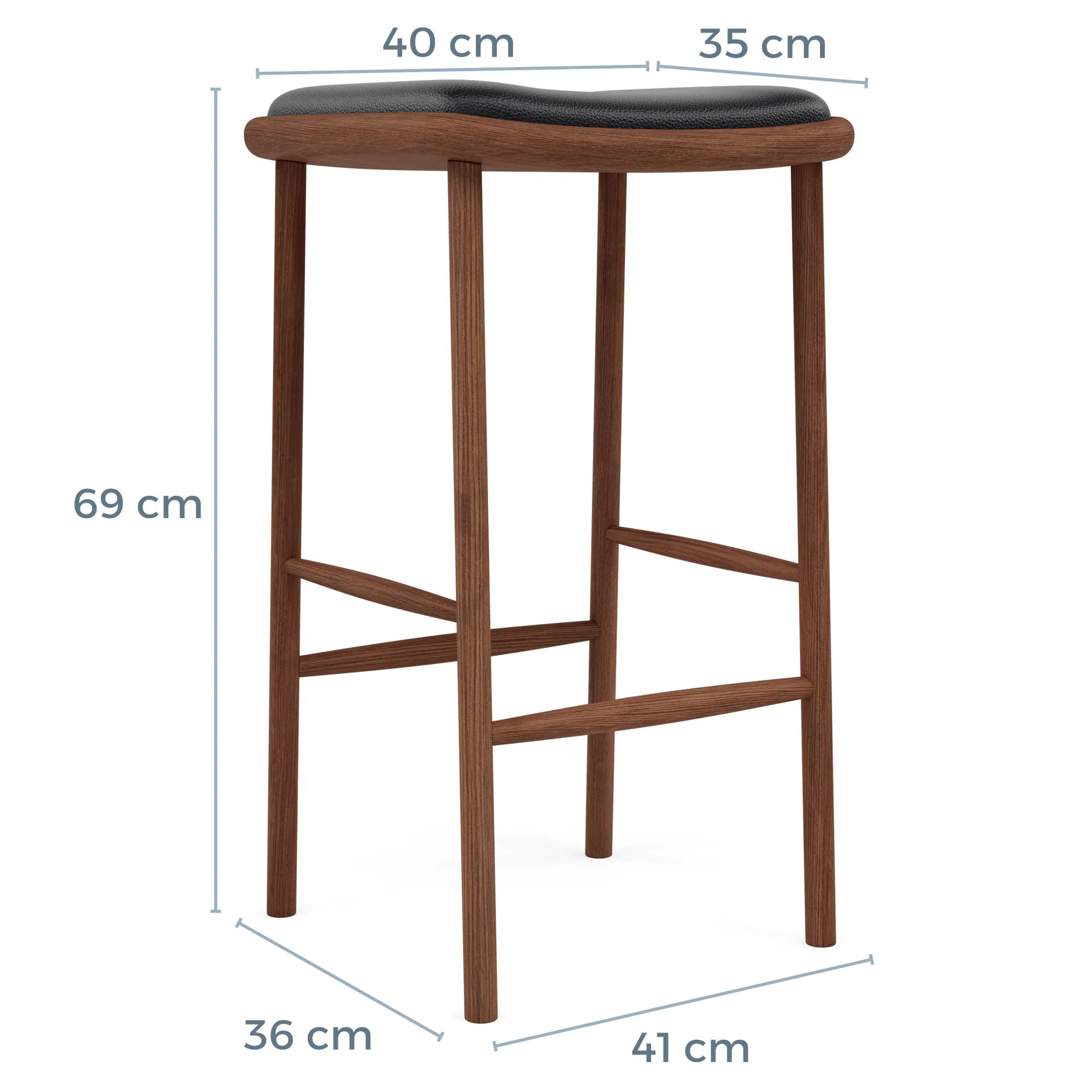 Anton Bar Stool Black Leather Solid American Walnut