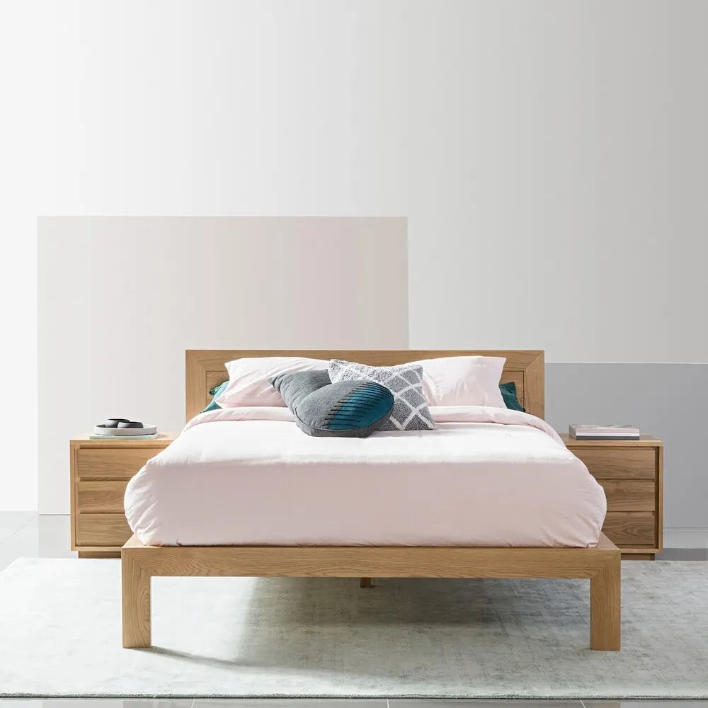 Anya Bed Frame Queen Solid American Oak