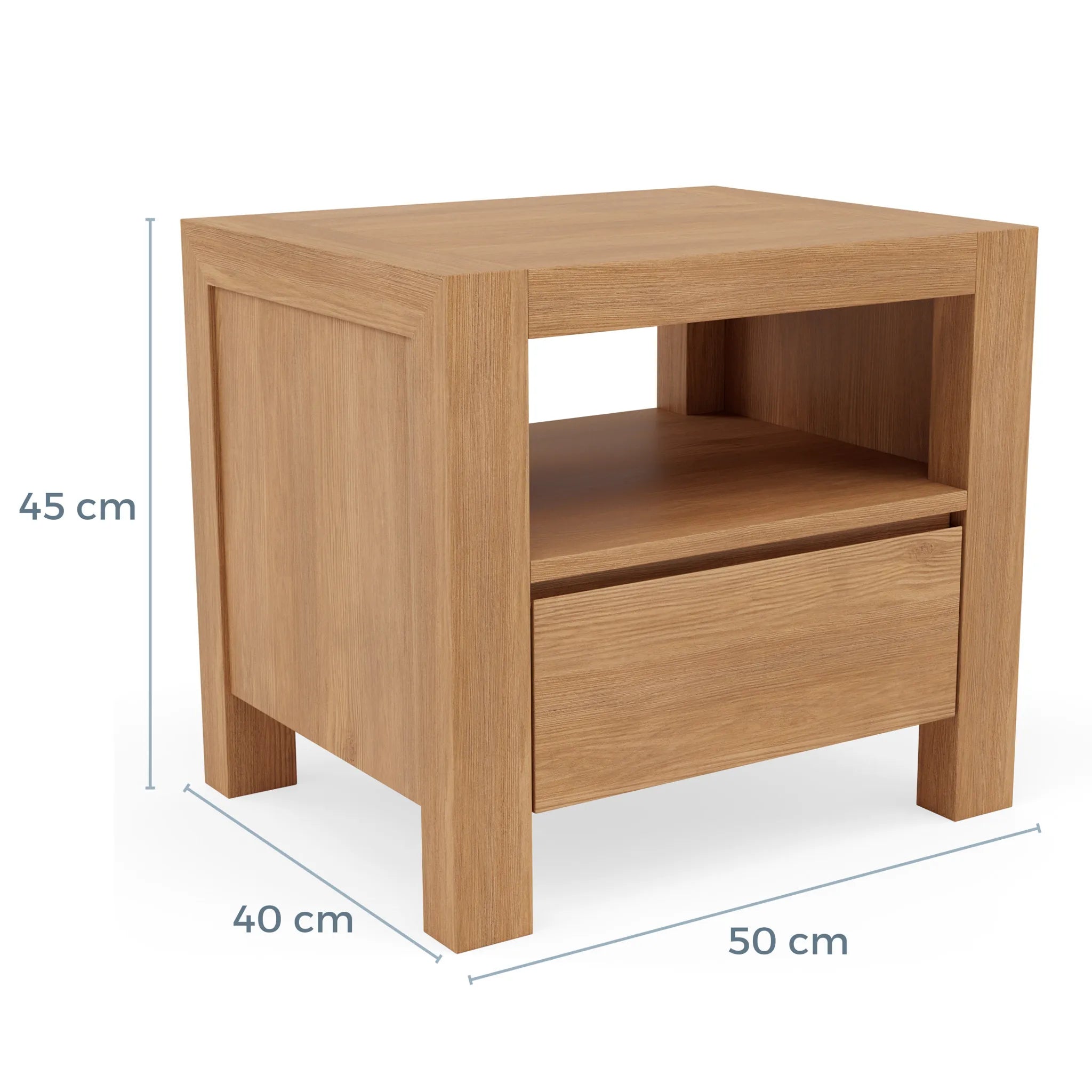 Anya Bedside Table 1 Drawer 50 x 40cm Solid American Oak