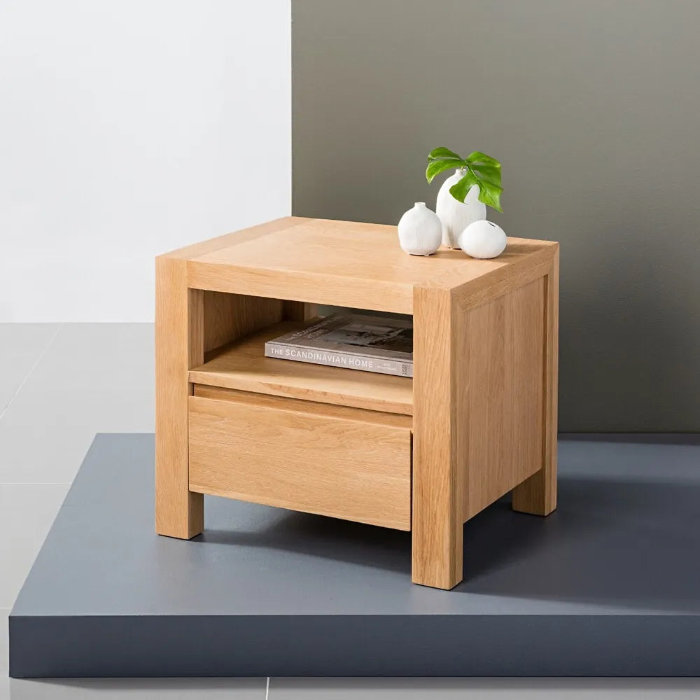 Anya Bedside Table 1 Drawer 50 x 40cm Solid American Oak