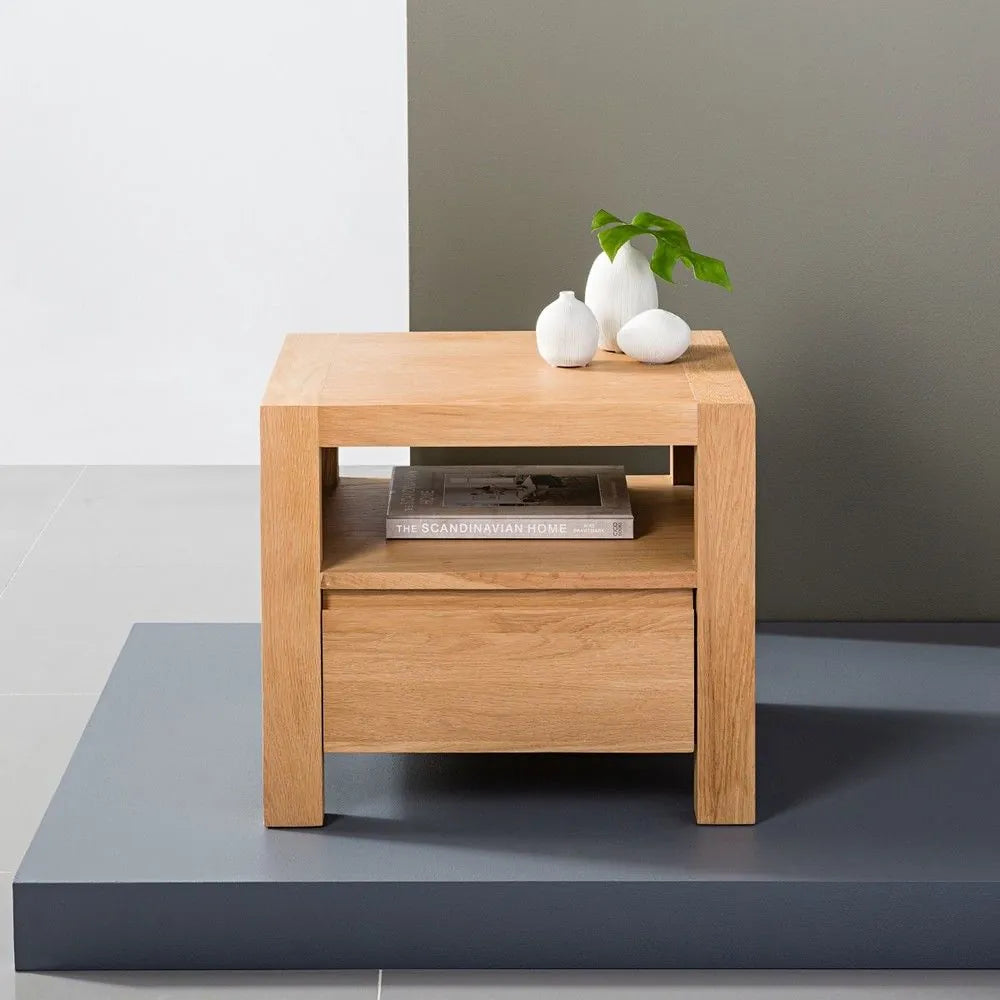 Anya Bedside Table 1 Drawer 50 x 40cm Solid American Oak